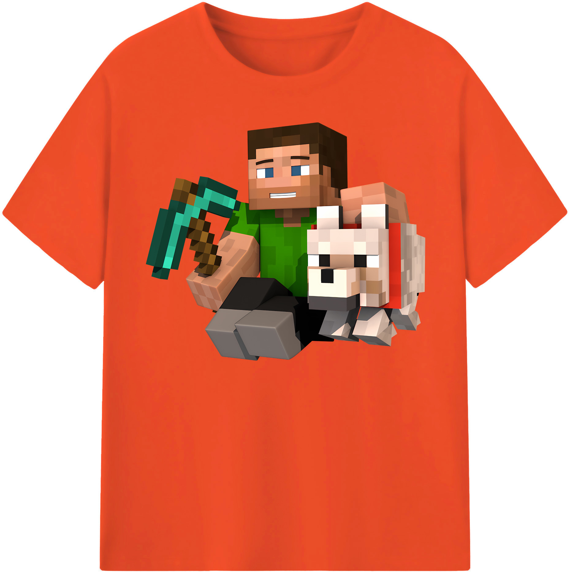 （画像用） マインクラフト ブロックの世界 Minecraft MC Block world 綿100％半袖Tシャツ（フロントプリント）