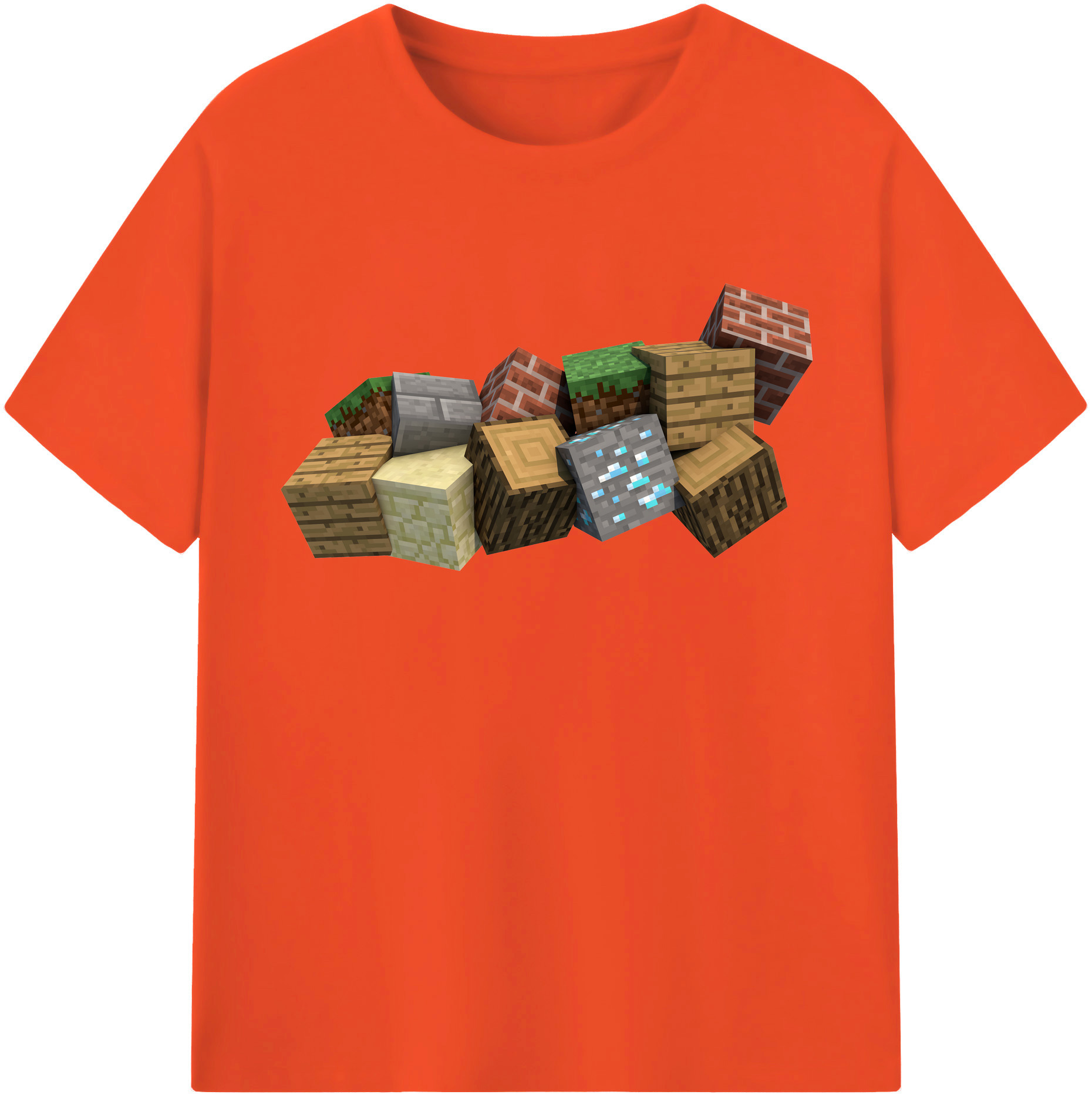 （画像用） マインクラフト ブロックの世界 Minecraft MC Block world 綿100％半袖Tシャツ（フロントプリント）