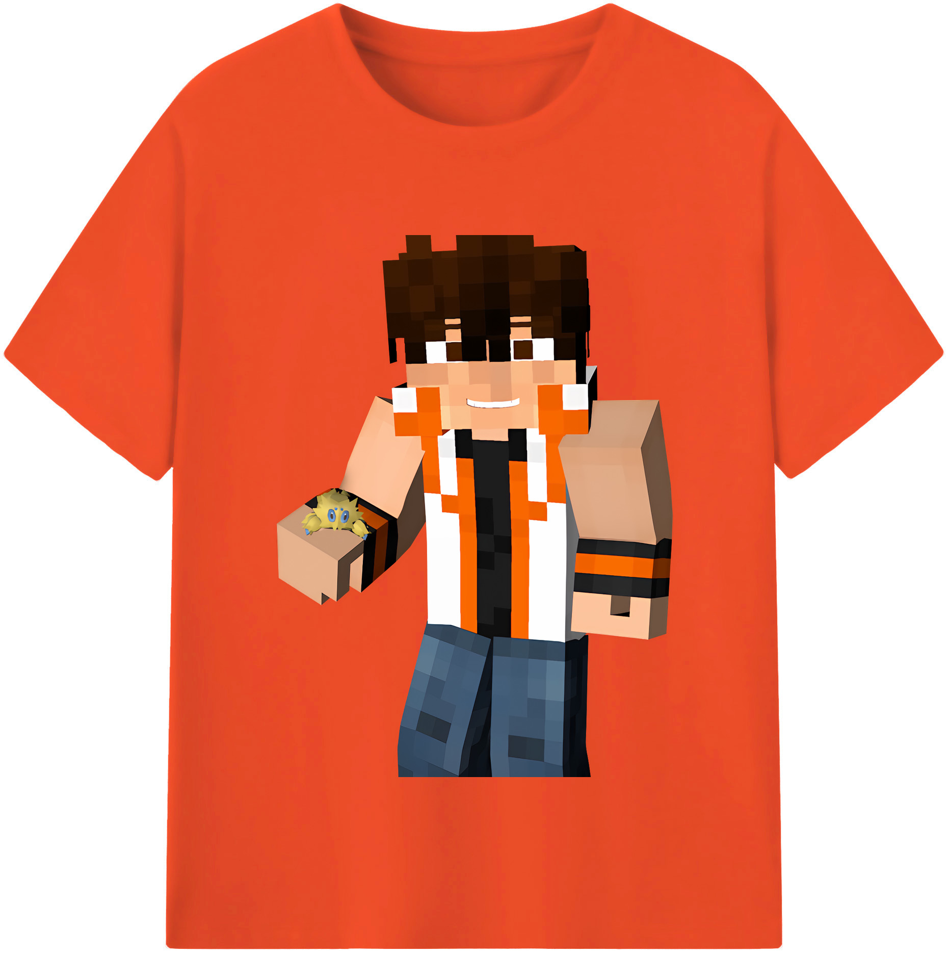 （画像用） マインクラフト ブロックの世界 Minecraft MC Block world 綿100％半袖Tシャツ（フロントプリント）