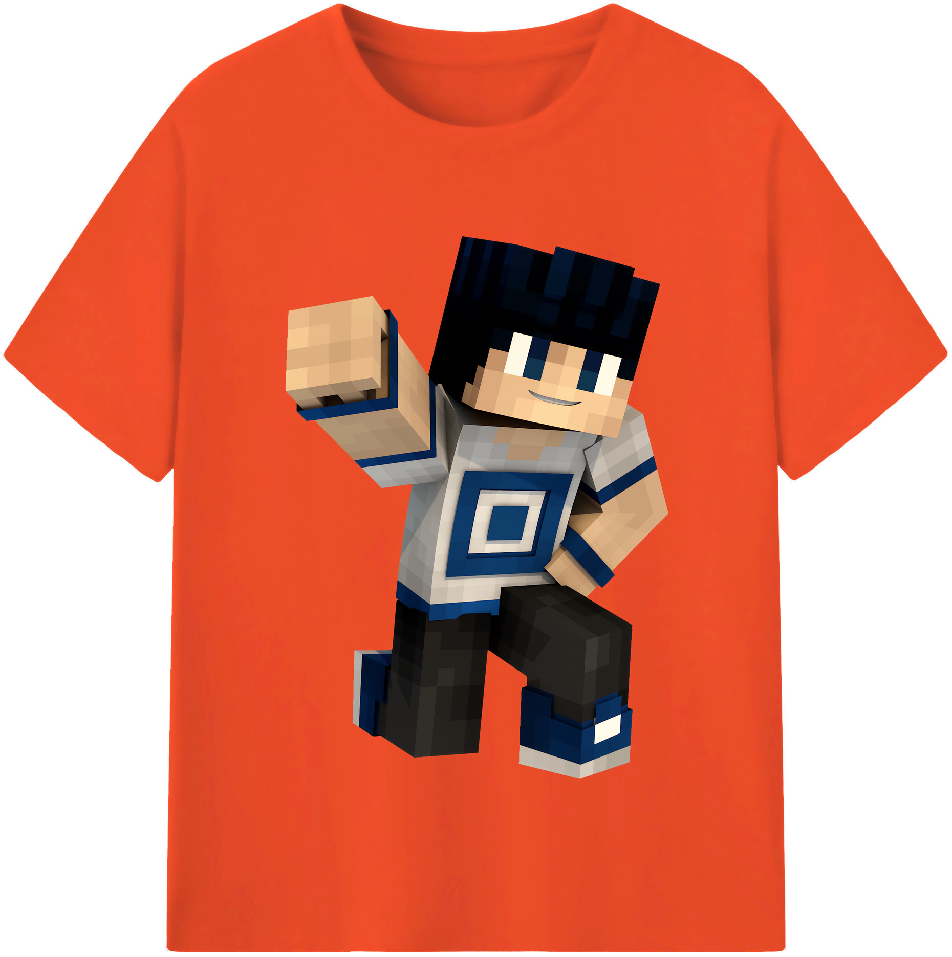 （画像用） マインクラフト ブロックの世界 Minecraft MC Block world 綿100％半袖Tシャツ（フロントプリント）