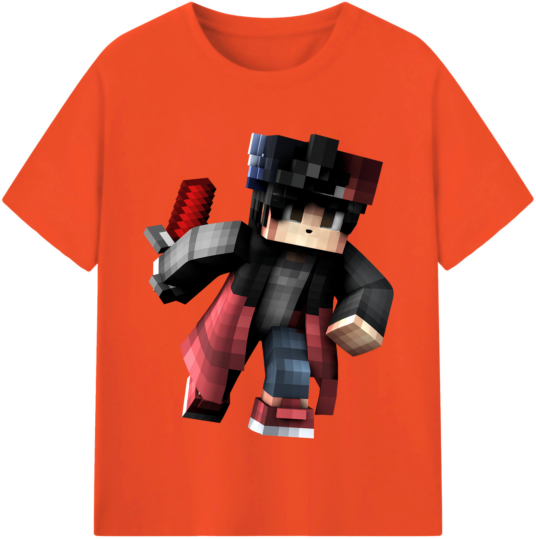 （画像用） マインクラフト ブロックの世界 Minecraft MC Block world 綿100％半袖Tシャツ（フロントプリント）