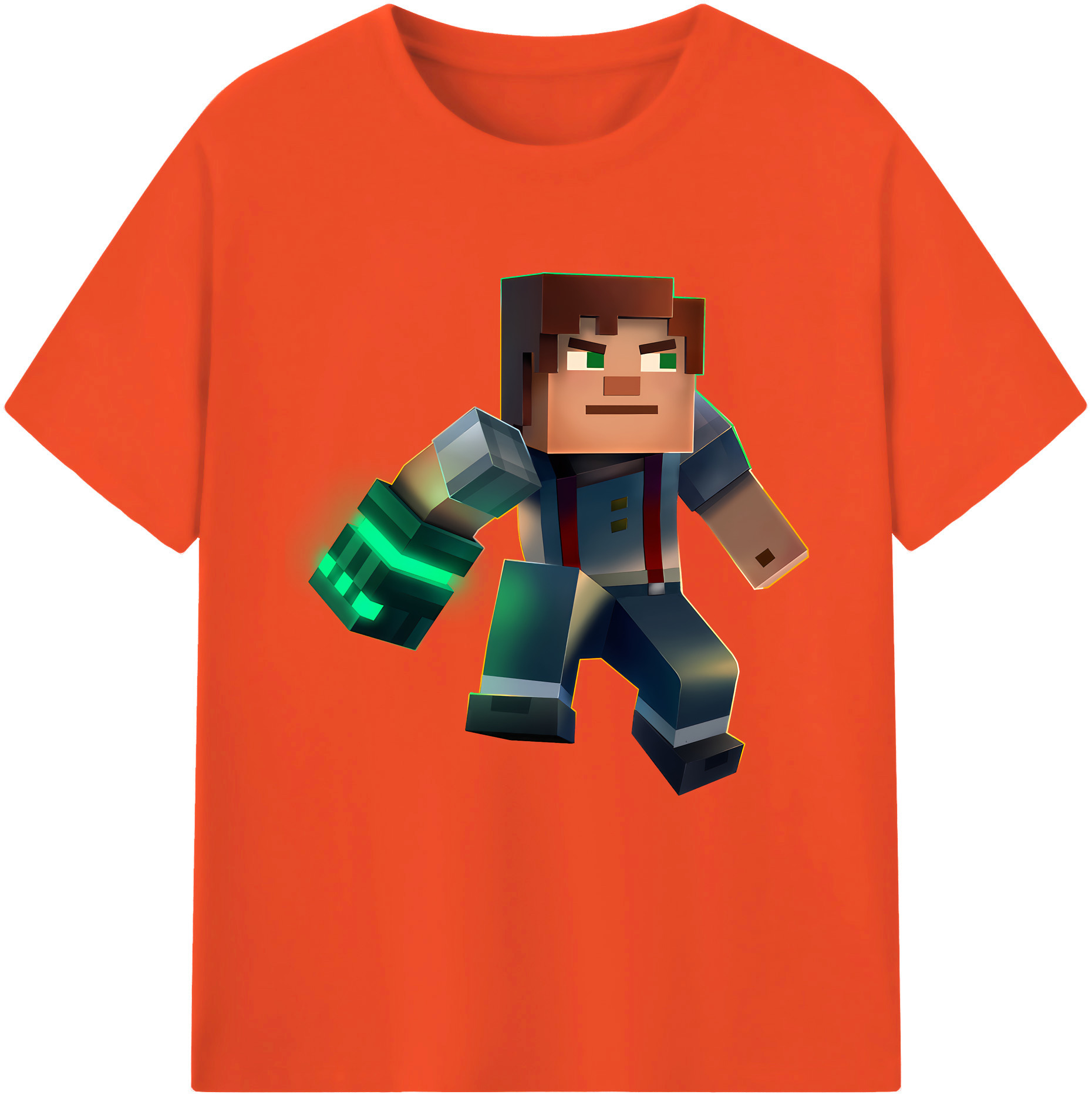 （画像用） マインクラフト ブロックの世界 Minecraft MC Block world 綿100％半袖Tシャツ（フロントプリント）