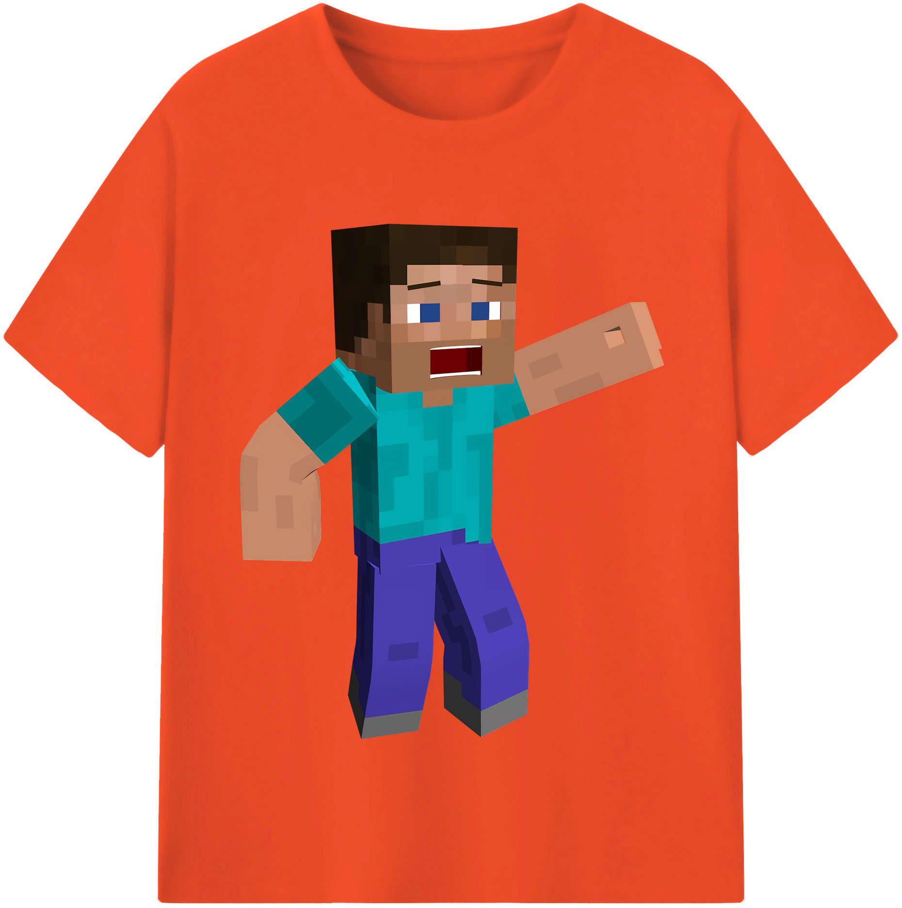 （画像用） マインクラフト ブロックの世界 Minecraft MC Block world 綿100％半袖Tシャツ（フロントプリント）