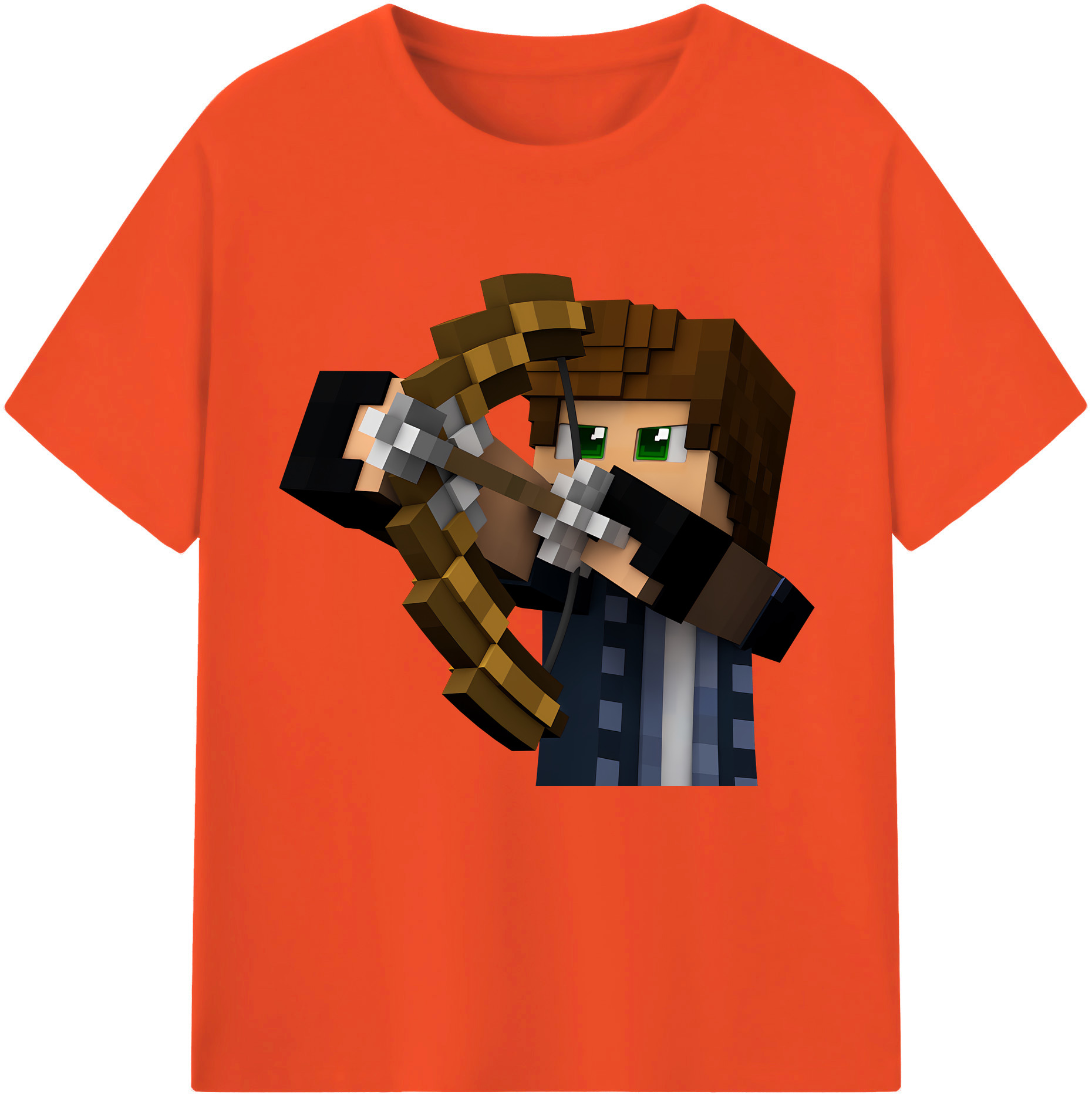 （画像用） マインクラフト ブロックの世界 Minecraft MC Block world 綿100％半袖Tシャツ（フロントプリント）
