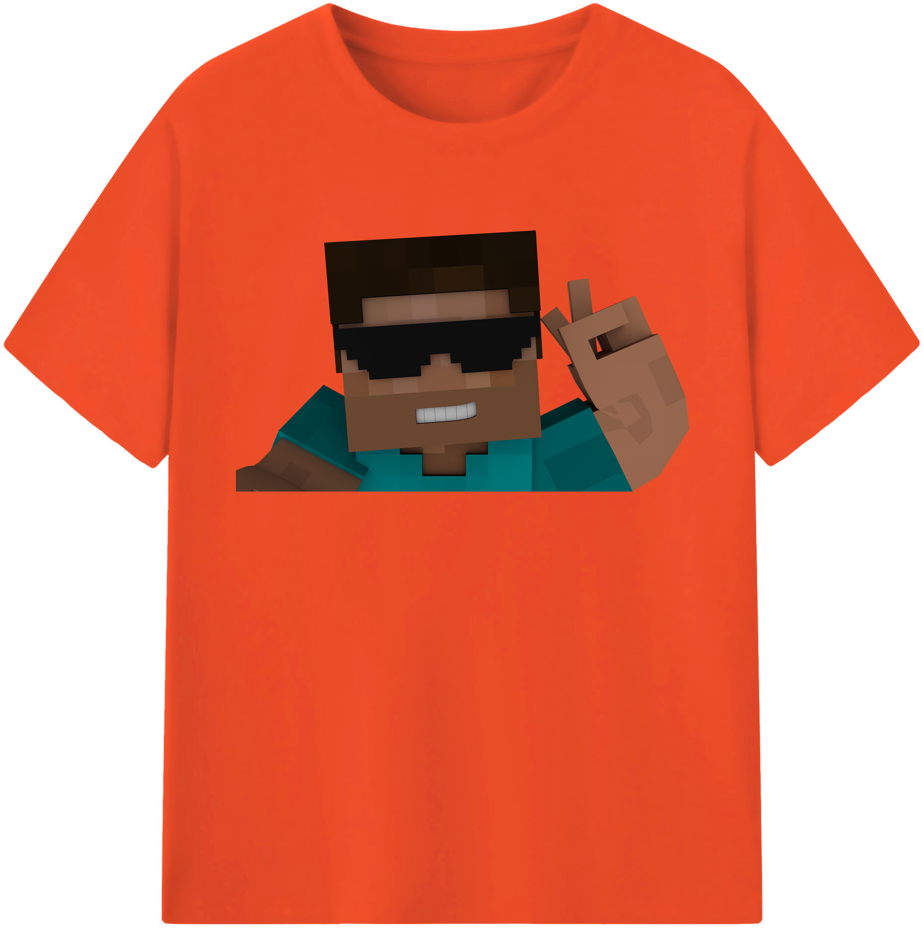 （画像用） マインクラフト ブロックの世界 Minecraft MC Block world 綿100％半袖Tシャツ（フロントプリント）