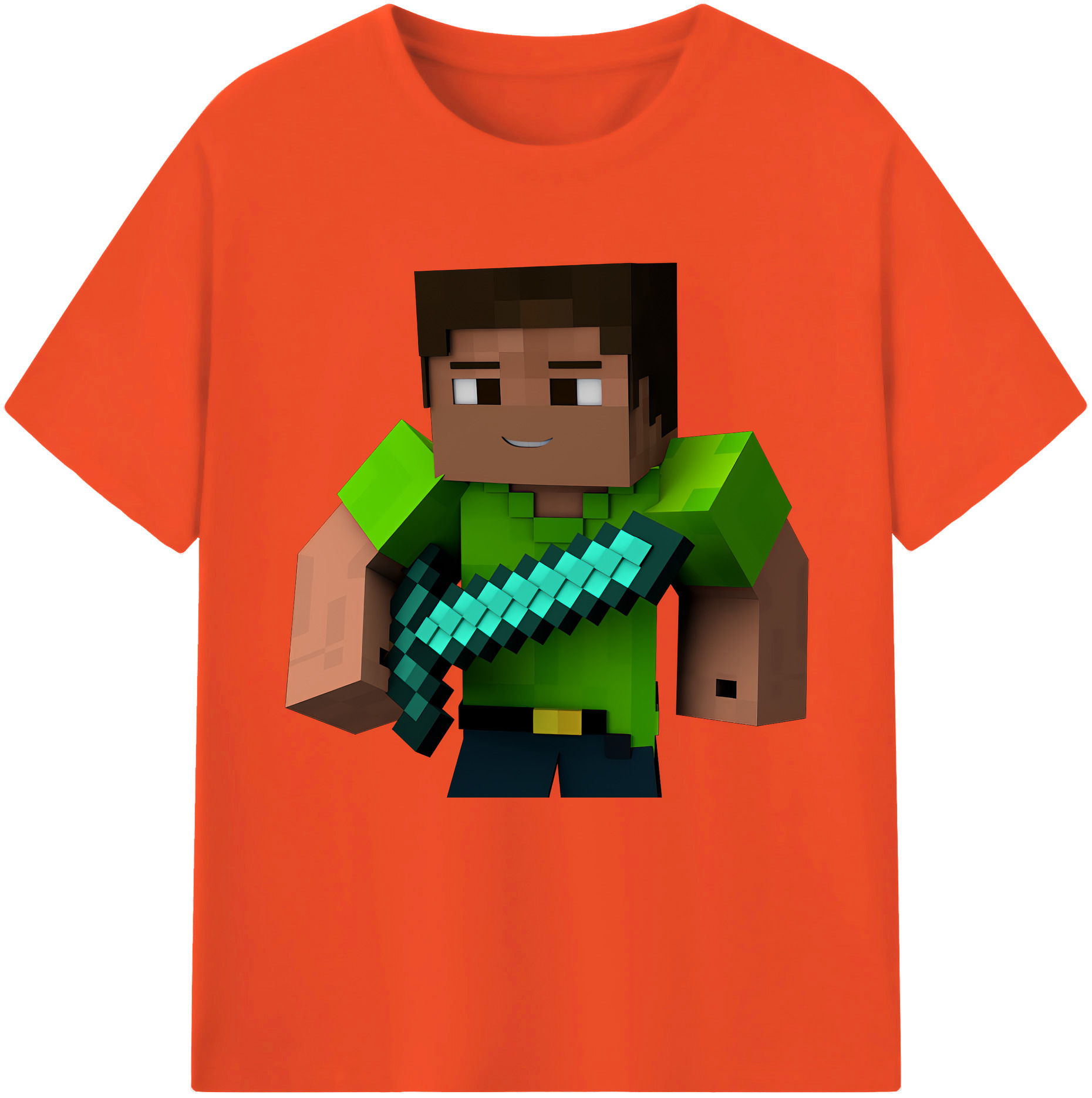 （画像用） マインクラフト ブロックの世界 Minecraft MC Block world 綿100％半袖Tシャツ（フロントプリント）