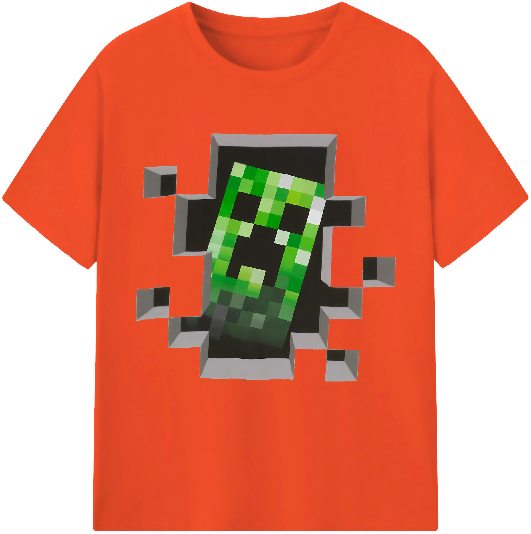 （画像用） マインクラフト ブロックの世界 Minecraft MC Block world 綿100％半袖Tシャツ（フロントプリント）