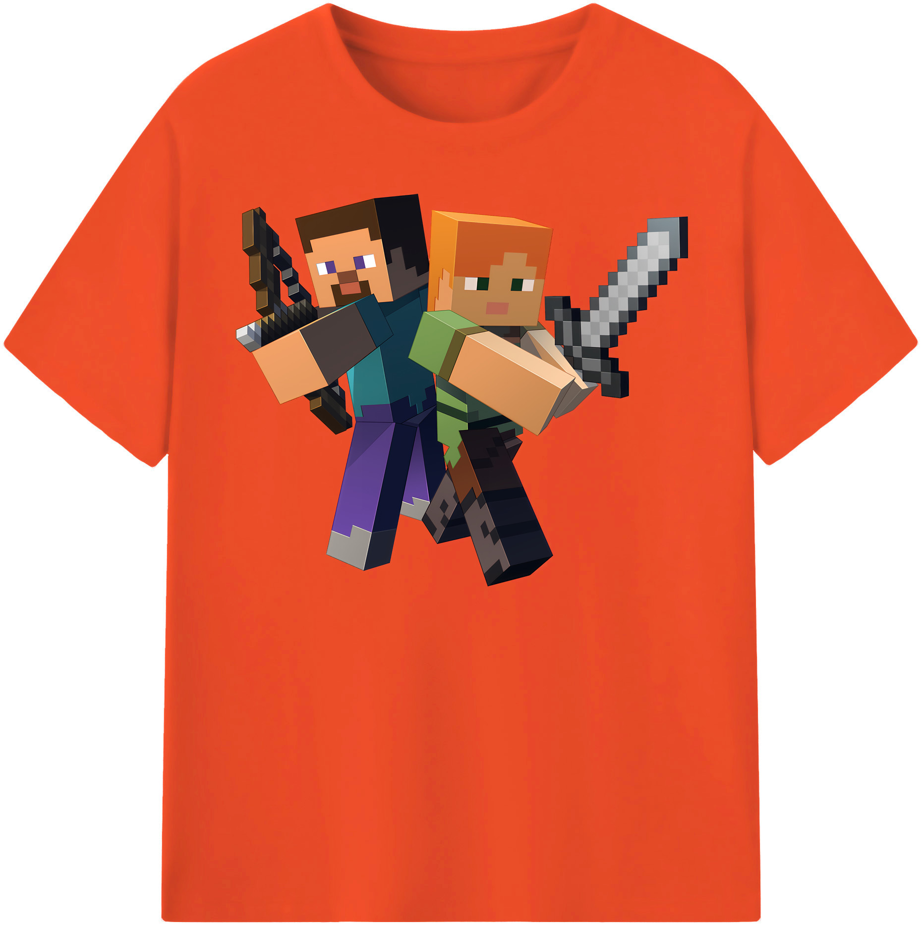 （画像用） マインクラフト ブロックの世界 Minecraft MC Block world 綿100％半袖Tシャツ（フロントプリント）