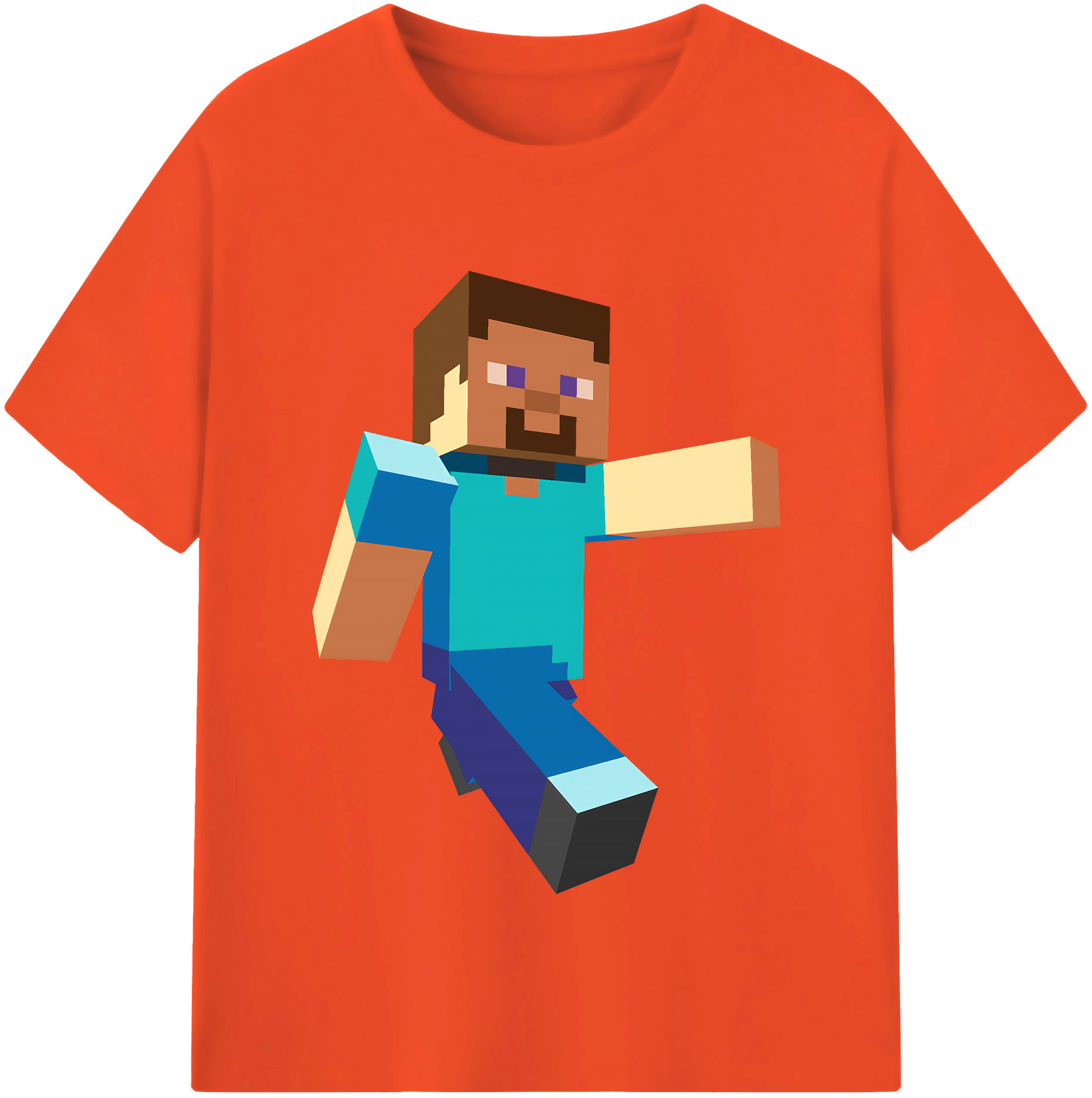 （画像用） マインクラフト ブロックの世界 Minecraft MC Block world 綿100％半袖Tシャツ（フロントプリント）
