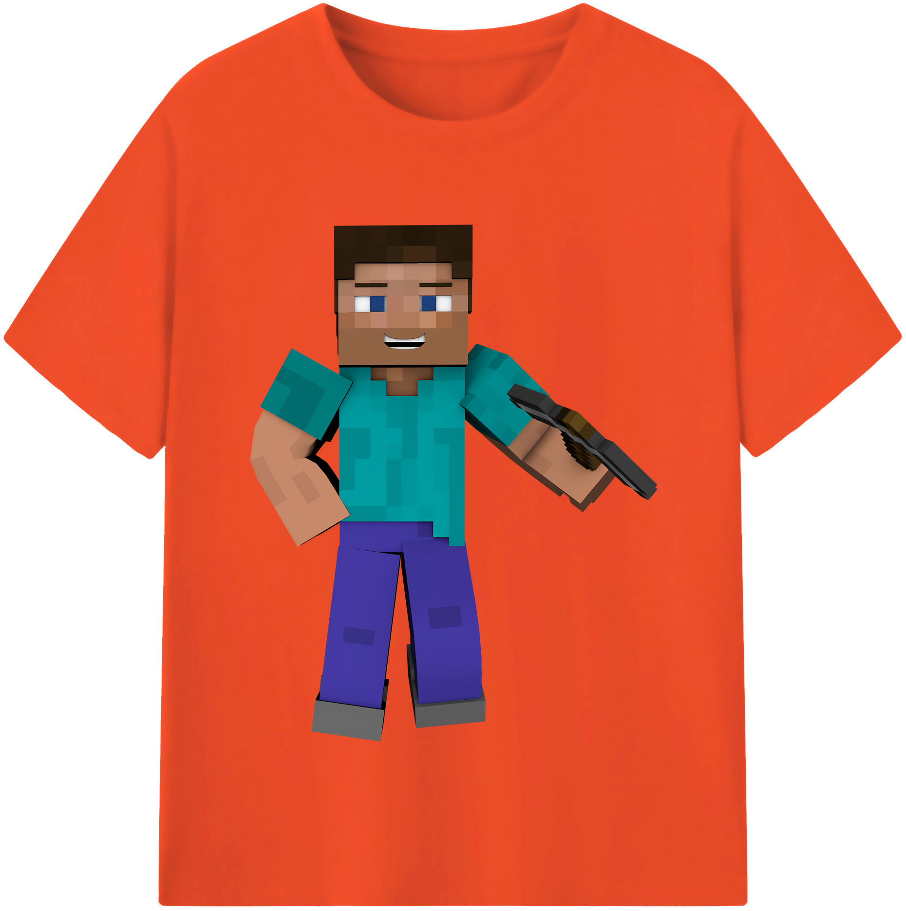 （画像用） マインクラフト ブロックの世界 Minecraft MC Block world 綿100％半袖Tシャツ（フロントプリント）