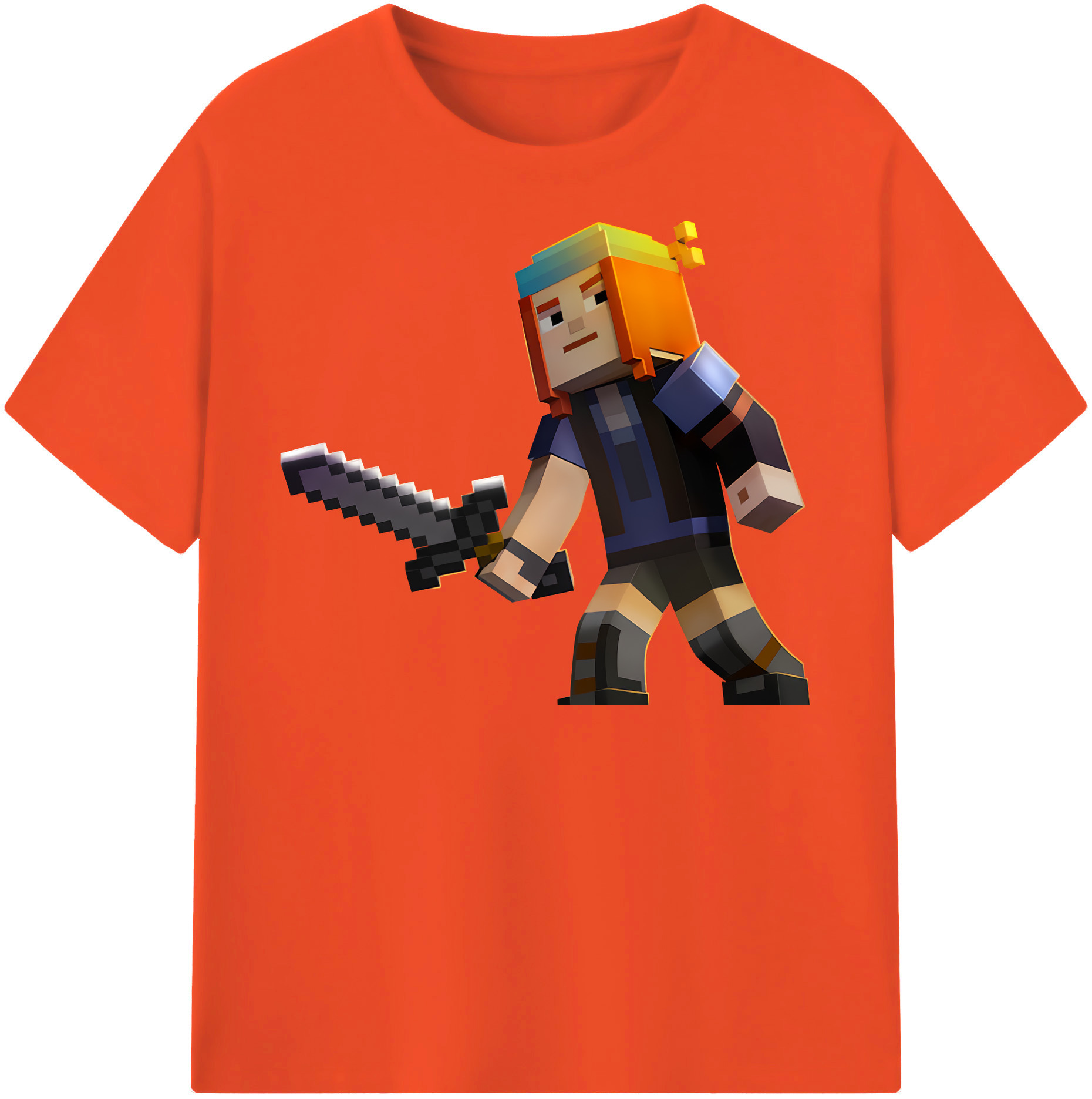 （画像用） マインクラフト ブロックの世界 Minecraft MC Block world 綿100％半袖Tシャツ（フロントプリント）