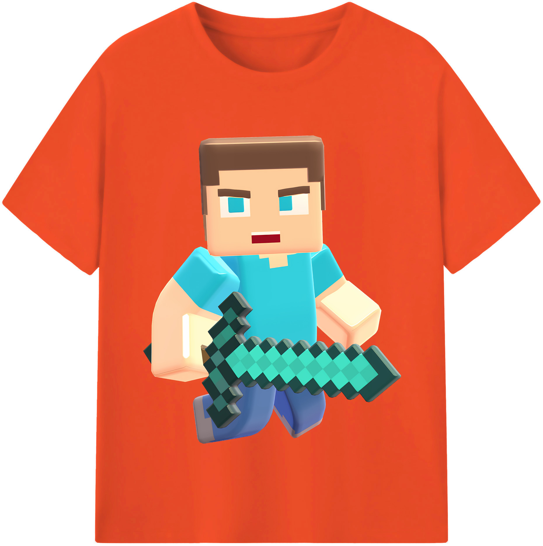 （画像用） マインクラフト ブロックの世界 Minecraft MC Block world 綿100％半袖Tシャツ（フロントプリント）