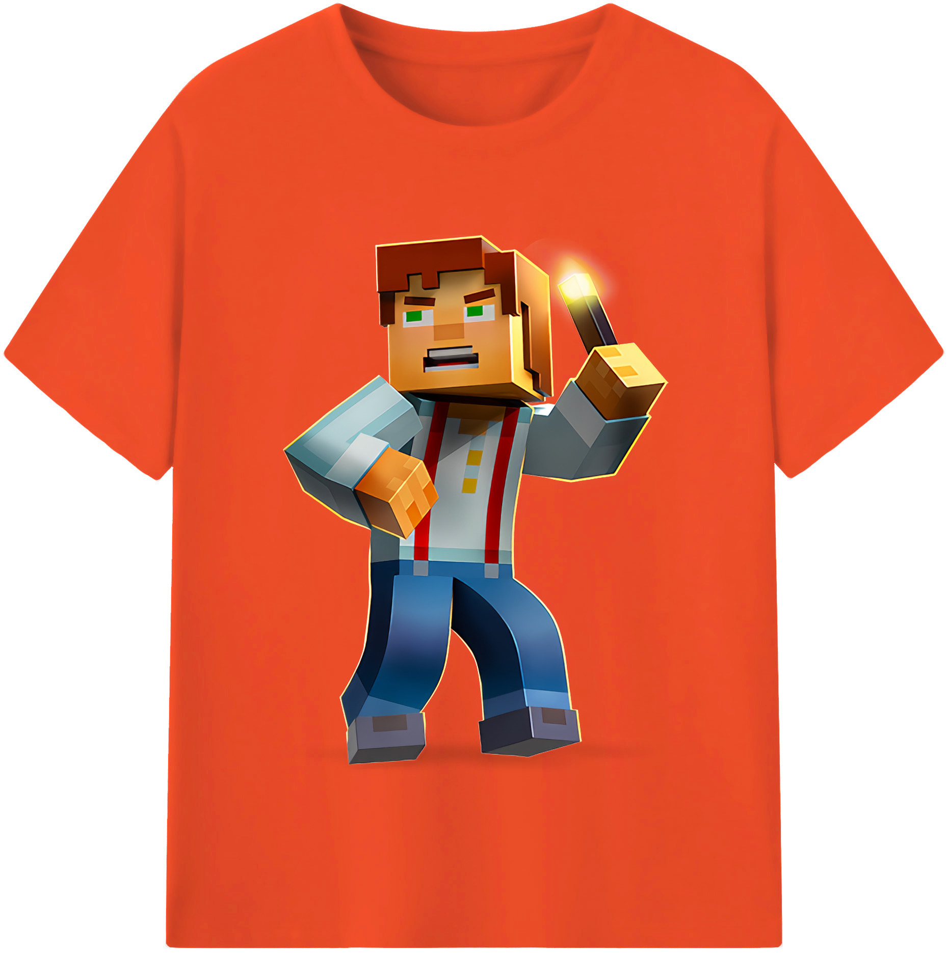 （画像用） マインクラフト ブロックの世界 Minecraft MC Block world 綿100％半袖Tシャツ（フロントプリント）