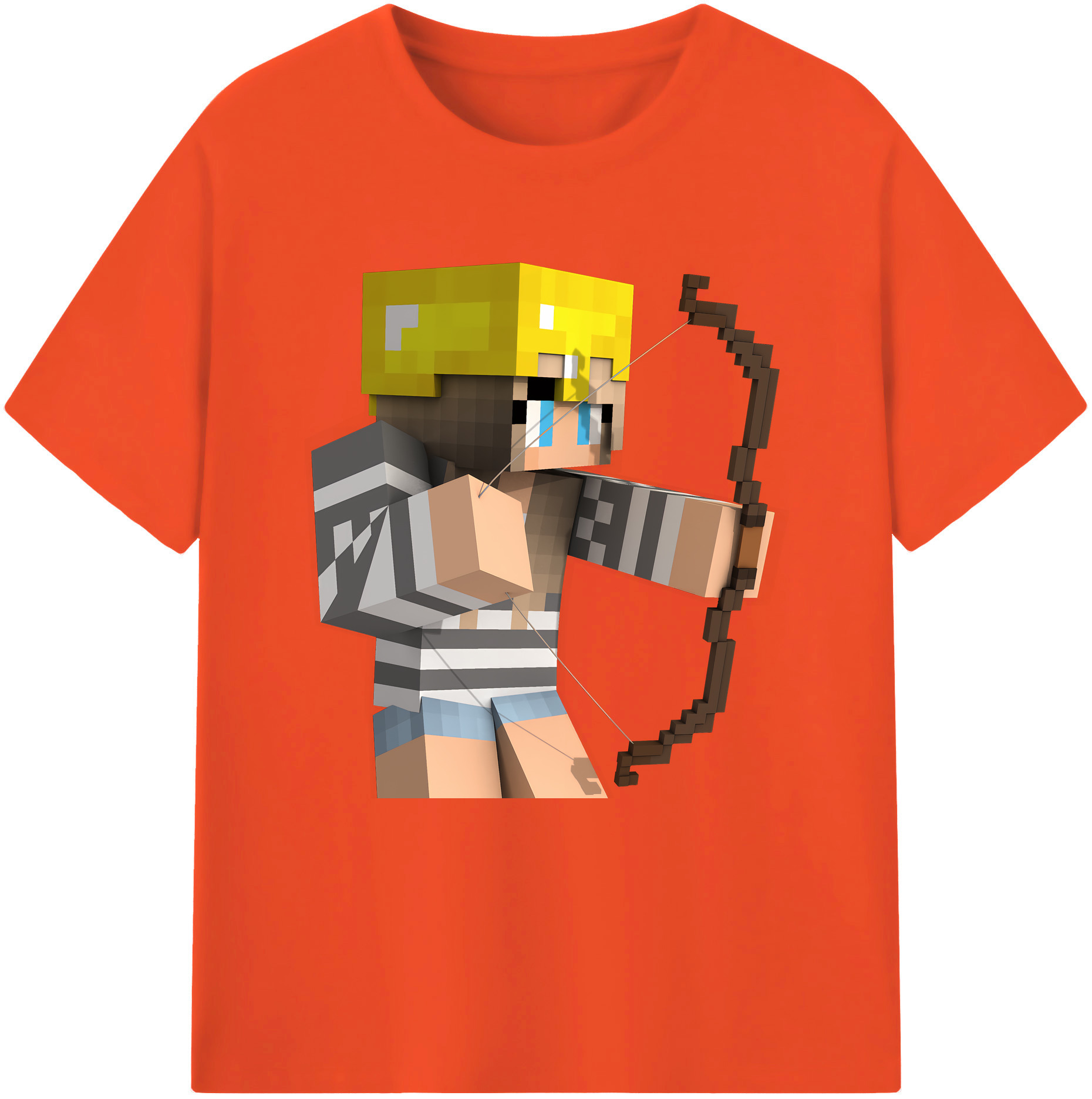 （画像用） マインクラフト ブロックの世界 Minecraft MC Block world 綿100％半袖Tシャツ（フロントプリント）