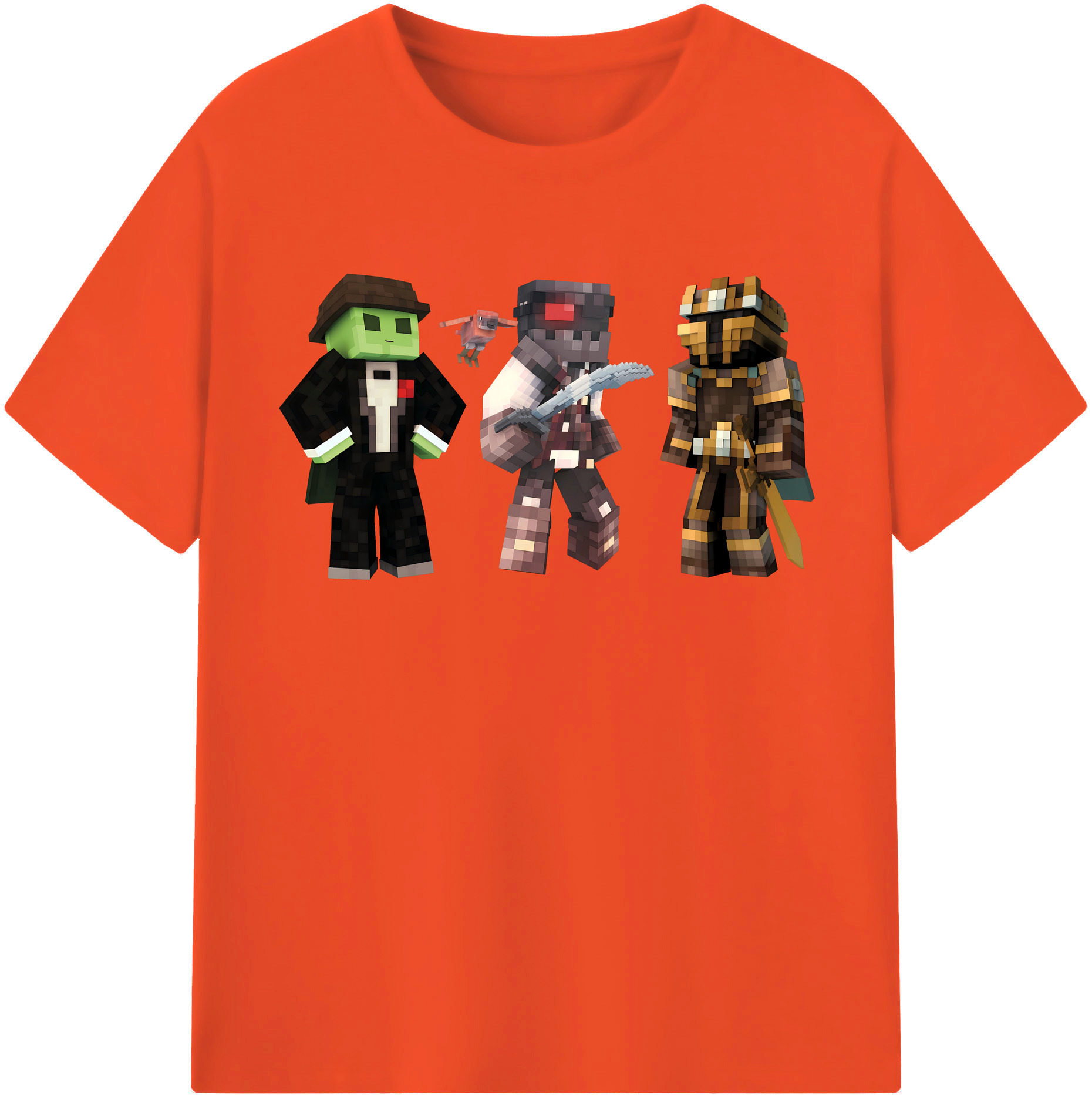 （画像用） マインクラフト ブロックの世界 Minecraft MC Block world 綿100％半袖Tシャツ（フロントプリント）