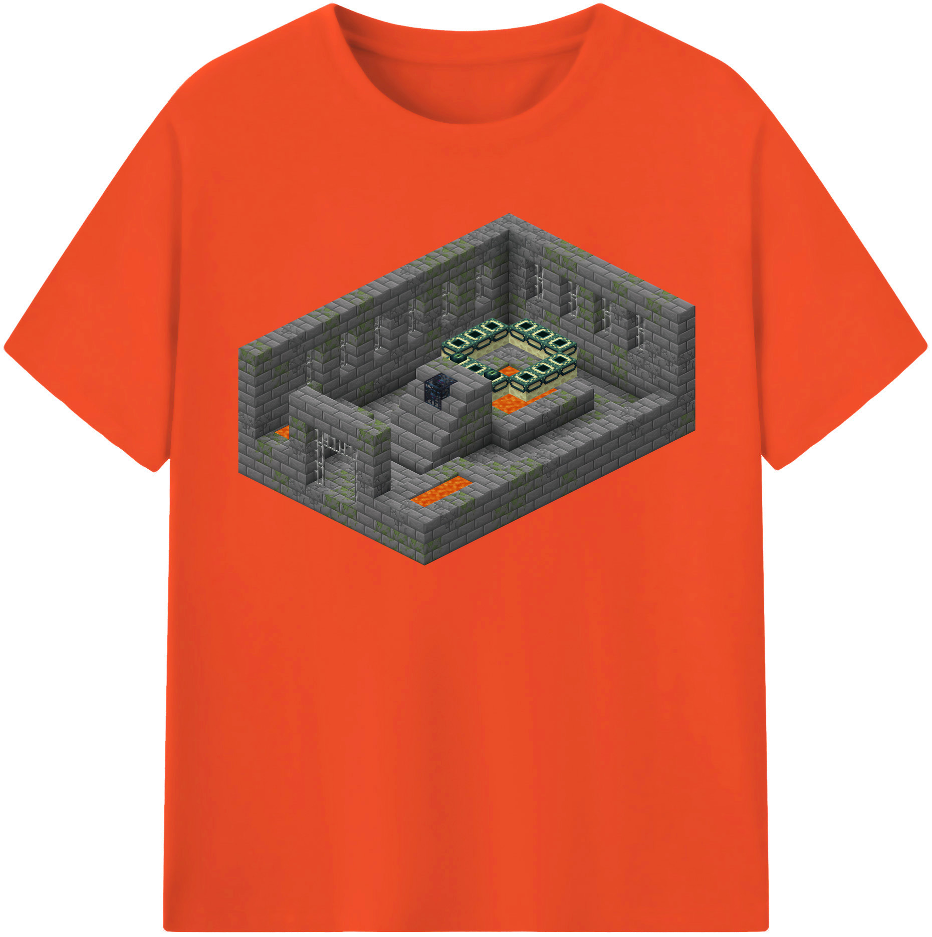（画像用） マインクラフト ブロックの世界 Minecraft MC Block world 綿100％半袖Tシャツ（フロントプリント）