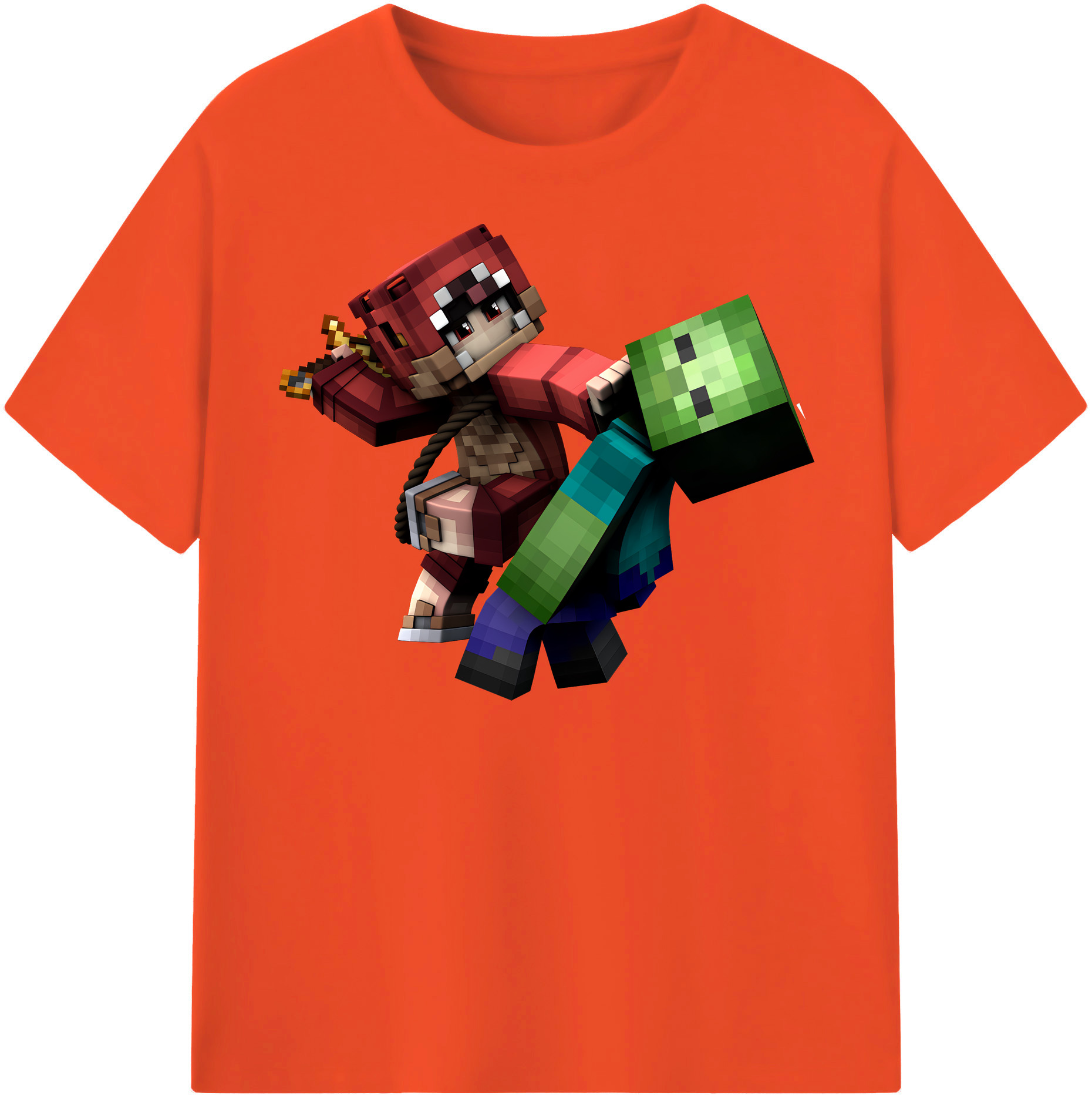 （画像用） マインクラフト ブロックの世界 Minecraft MC Block world 綿100％半袖Tシャツ（フロントプリント）