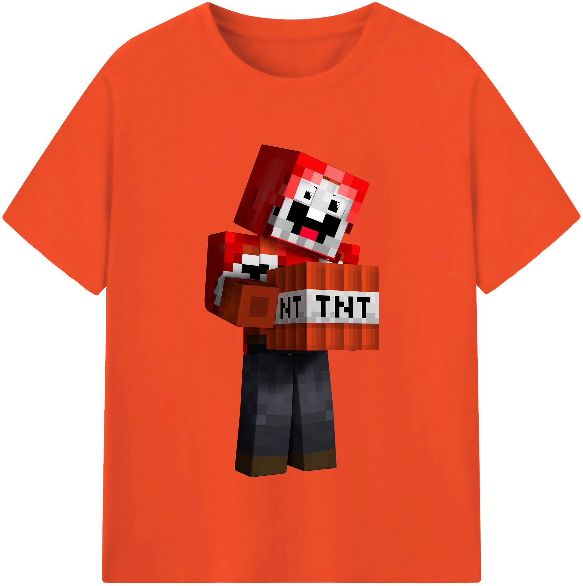 （画像用） マインクラフト ブロックの世界 Minecraft MC Block world 綿100％半袖Tシャツ（フロントプリント）