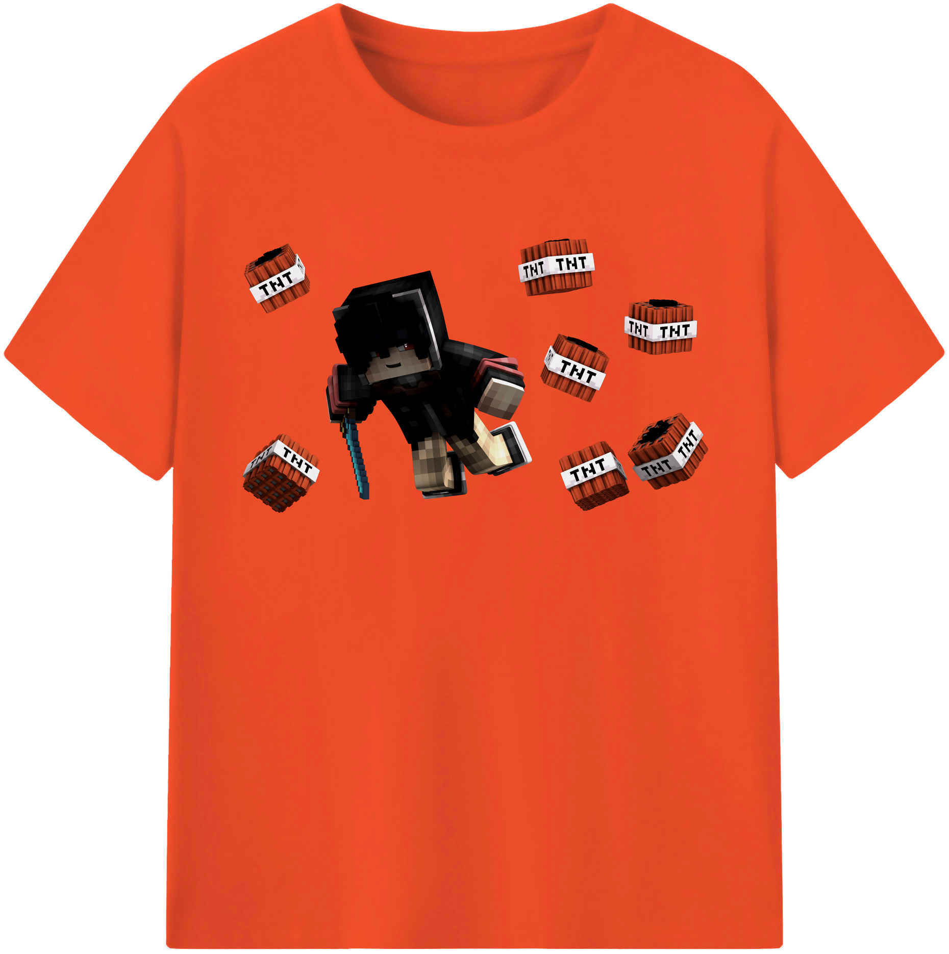 （画像用） マインクラフト ブロックの世界 Minecraft MC Block world 綿100％半袖Tシャツ（フロントプリント）