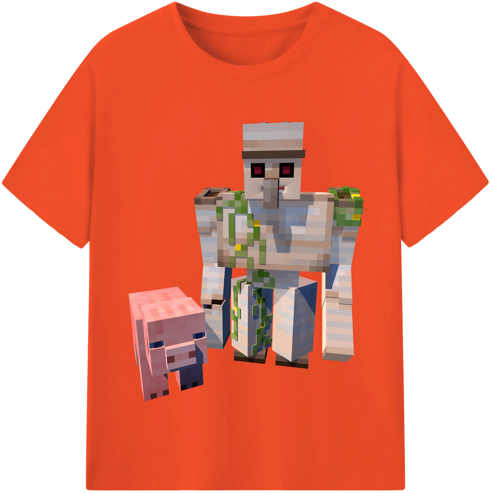 （画像用） マインクラフト ブロックの世界 Minecraft MC Block world 綿100％半袖Tシャツ（フロントプリント）