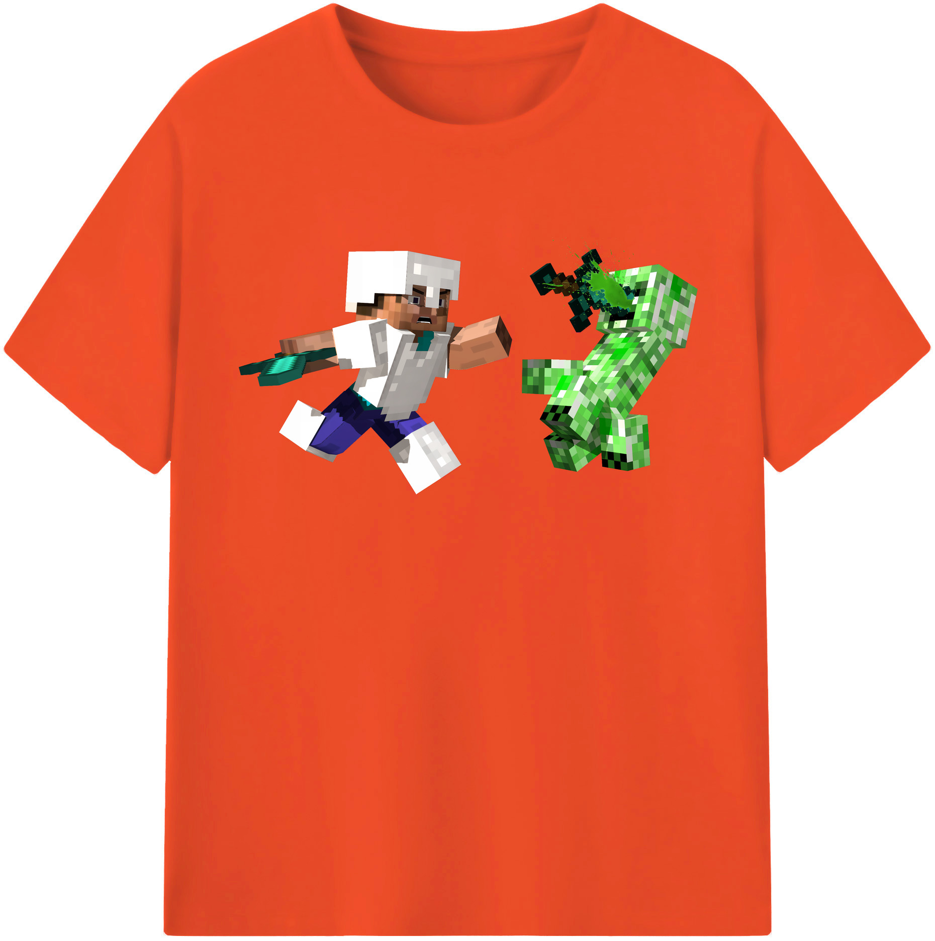 （画像用） マインクラフト ブロックの世界 Minecraft MC Block world 綿100％半袖Tシャツ（フロントプリント）