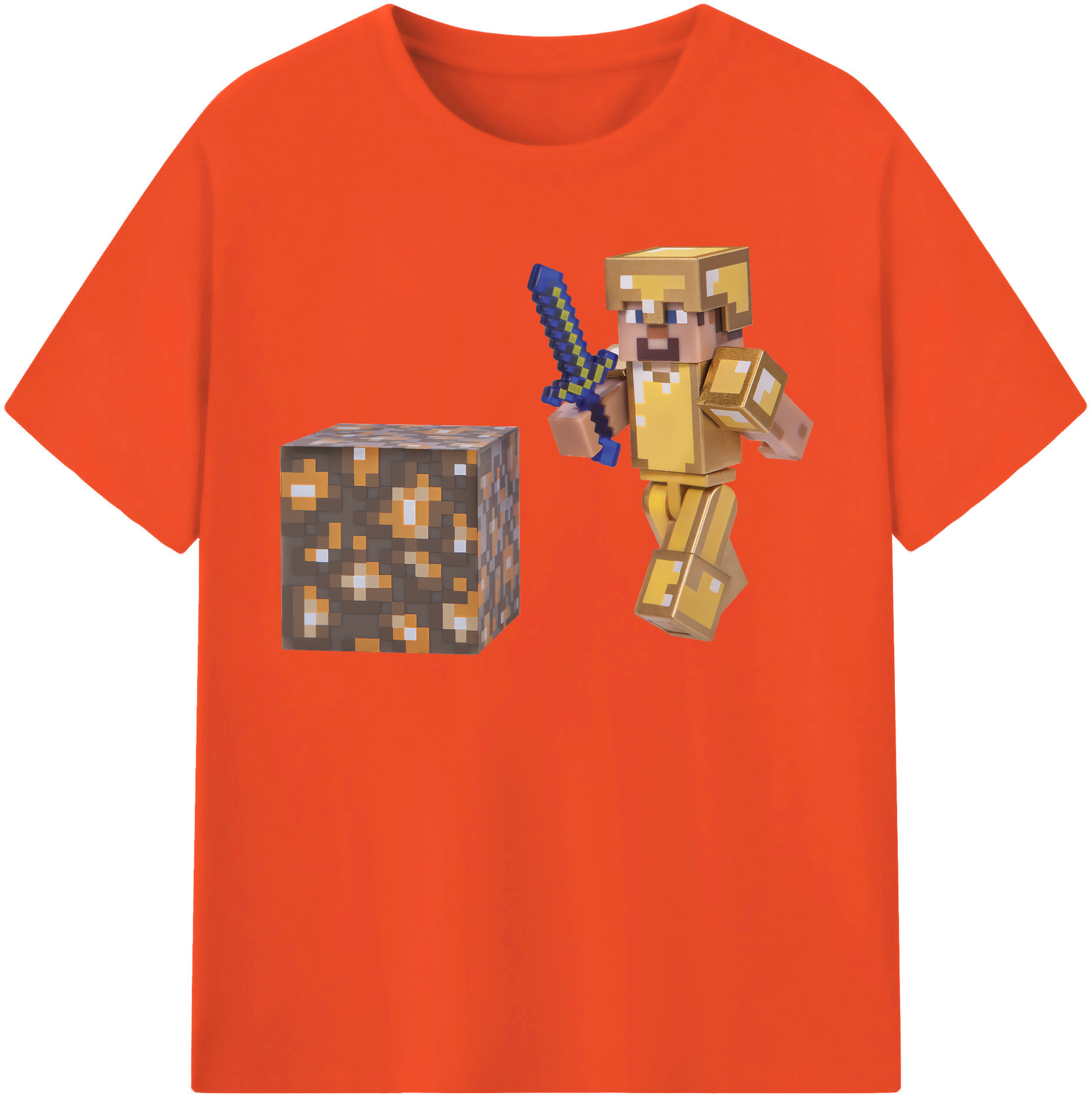 （画像用） マインクラフト ブロックの世界 Minecraft MC Block world 綿100％半袖Tシャツ（フロントプリント）