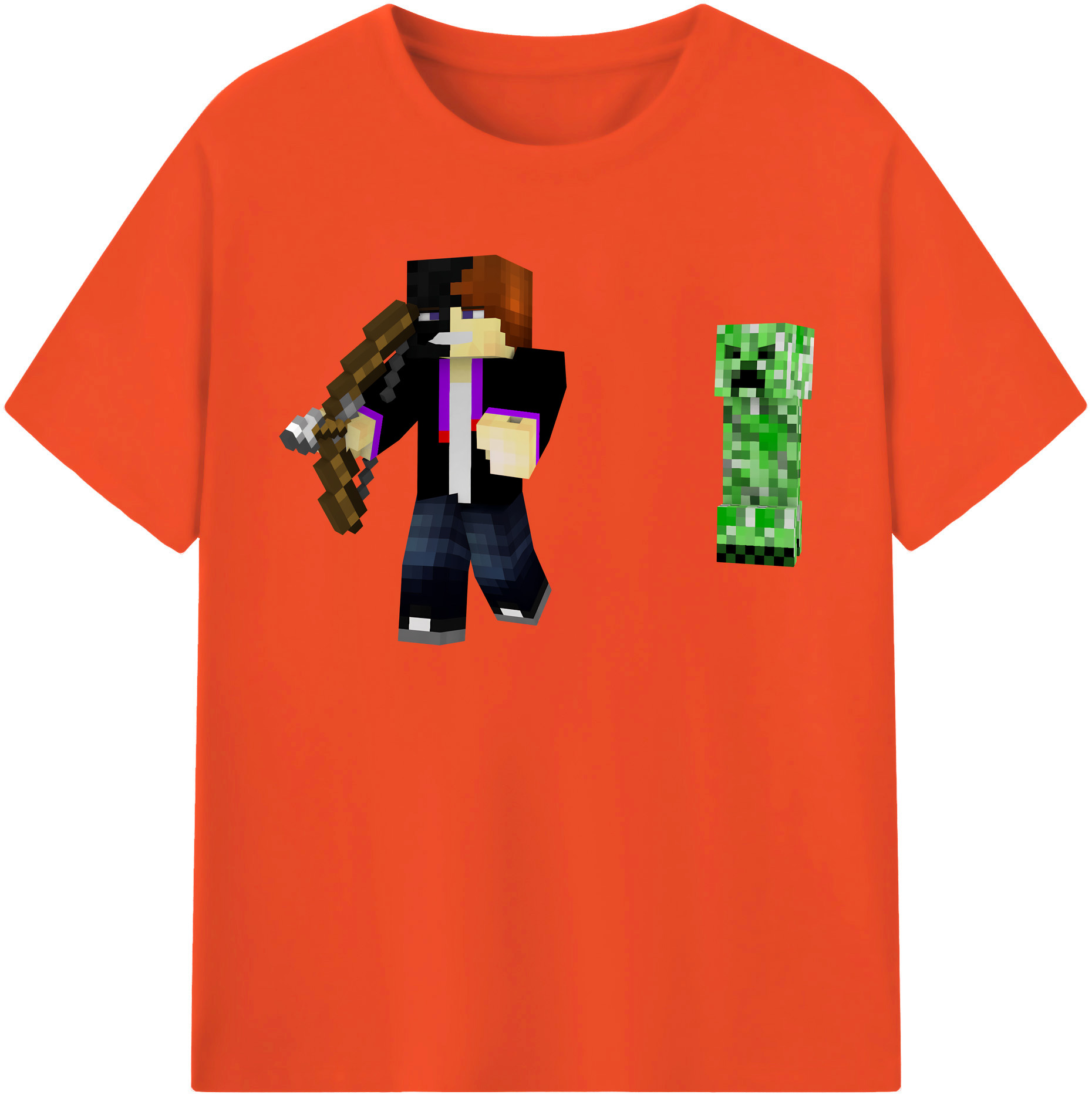 （画像用） マインクラフト ブロックの世界 Minecraft MC Block world 綿100％半袖Tシャツ（フロントプリント）