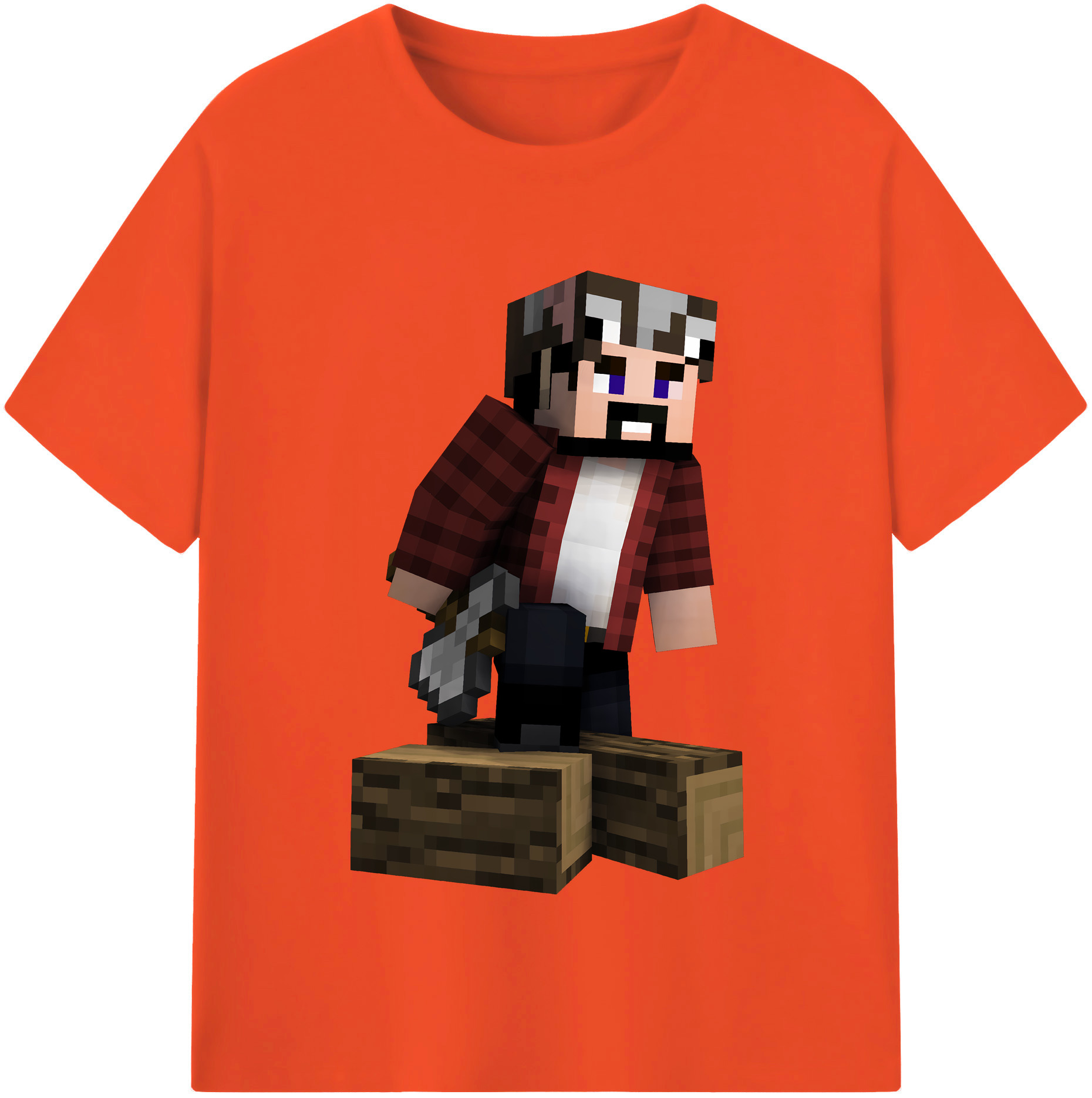 （画像用） マインクラフト ブロックの世界 Minecraft MC Block world 綿100％半袖Tシャツ（フロントプリント）