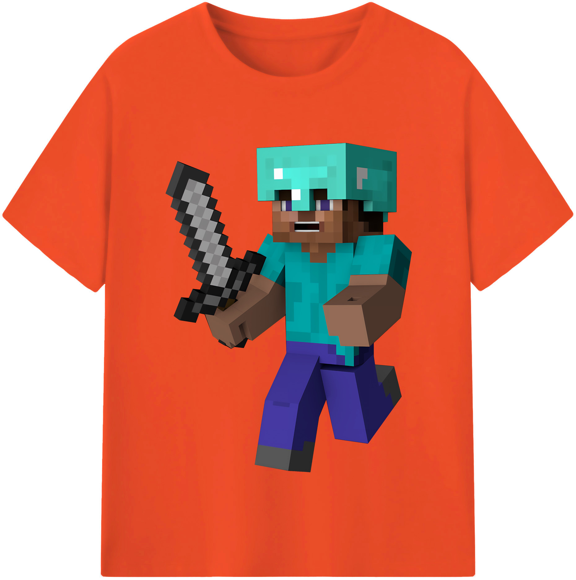 （画像用） マインクラフト ブロックの世界 Minecraft MC Block world 綿100％半袖Tシャツ（フロントプリント）