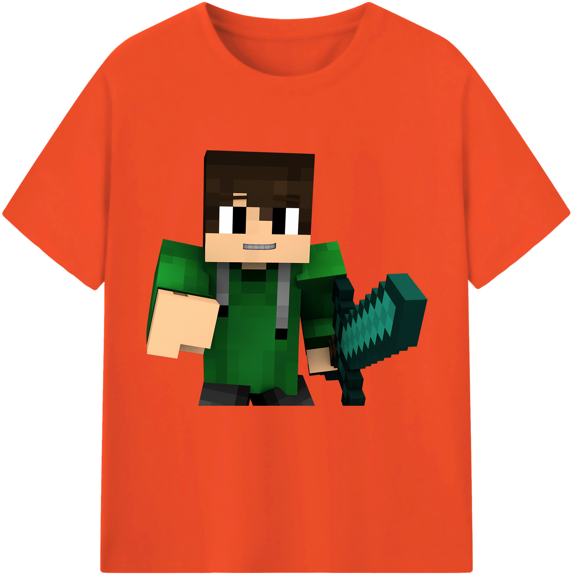 （画像用） マインクラフト ブロックの世界 Minecraft MC Block world 綿100％半袖Tシャツ（フロントプリント）