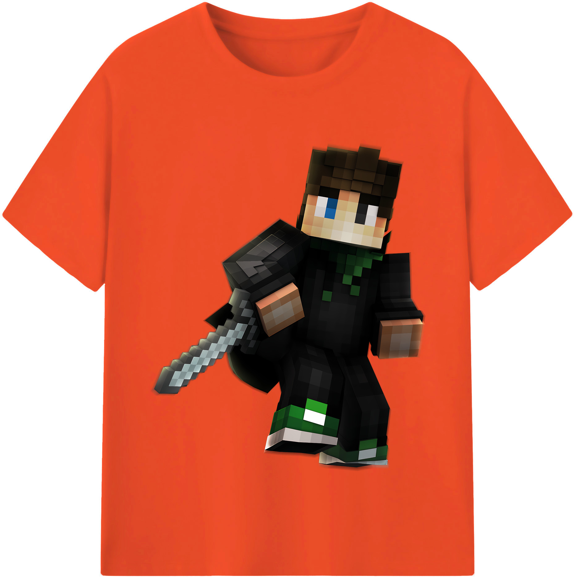 （画像用） マインクラフト ブロックの世界 Minecraft MC Block world 綿100％半袖Tシャツ（フロントプリント）