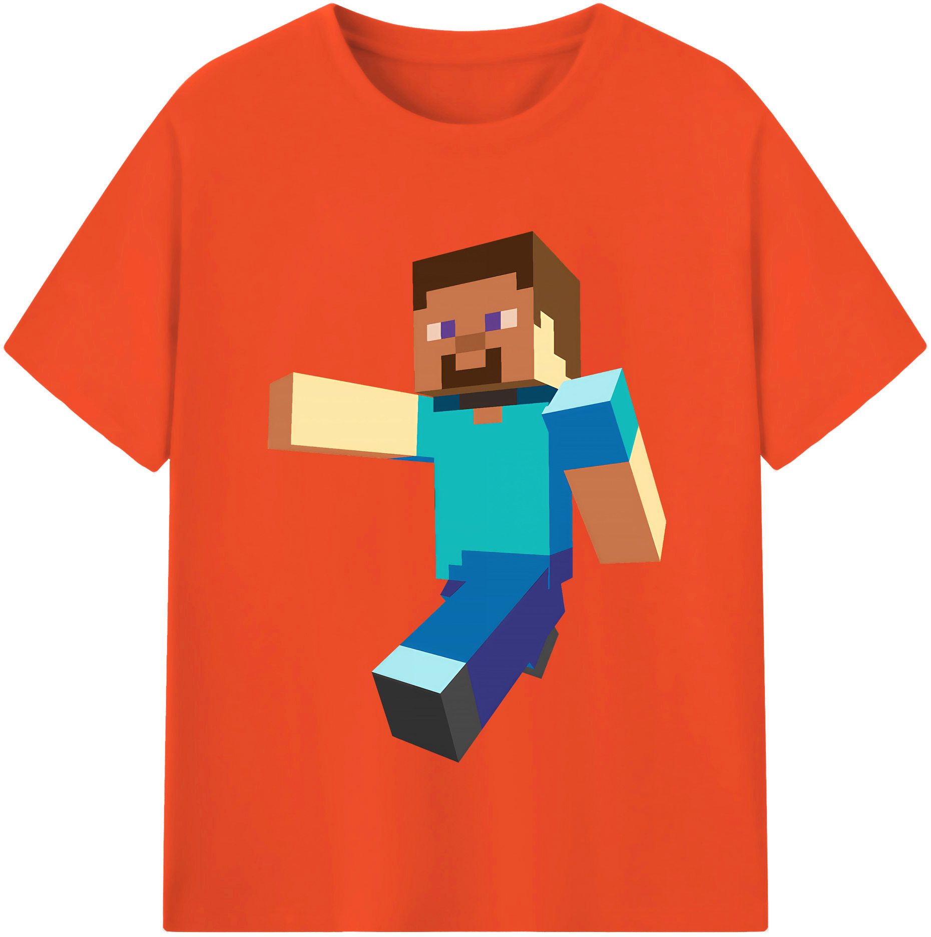 （画像用） マインクラフト ブロックの世界 Minecraft MC Block world 綿100％半袖Tシャツ（フロントプリント）