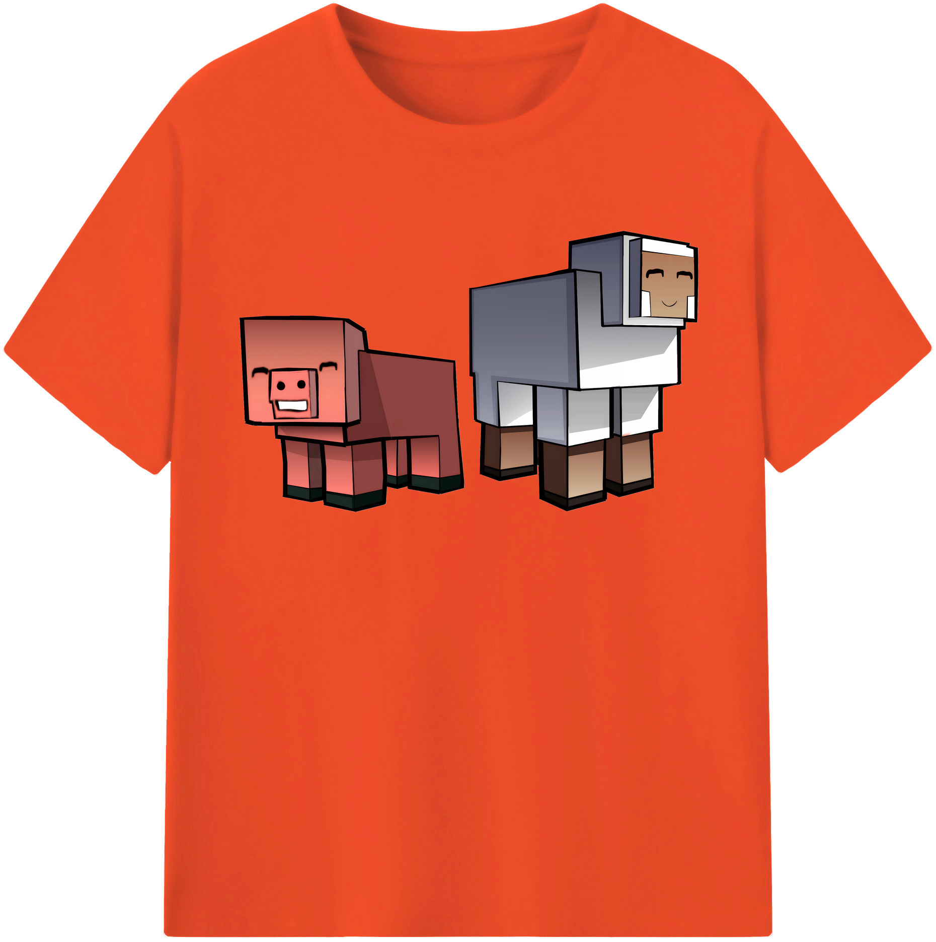 （画像用） マインクラフト ブロックの世界 Minecraft MC Block world 綿100％半袖Tシャツ（フロントプリント）