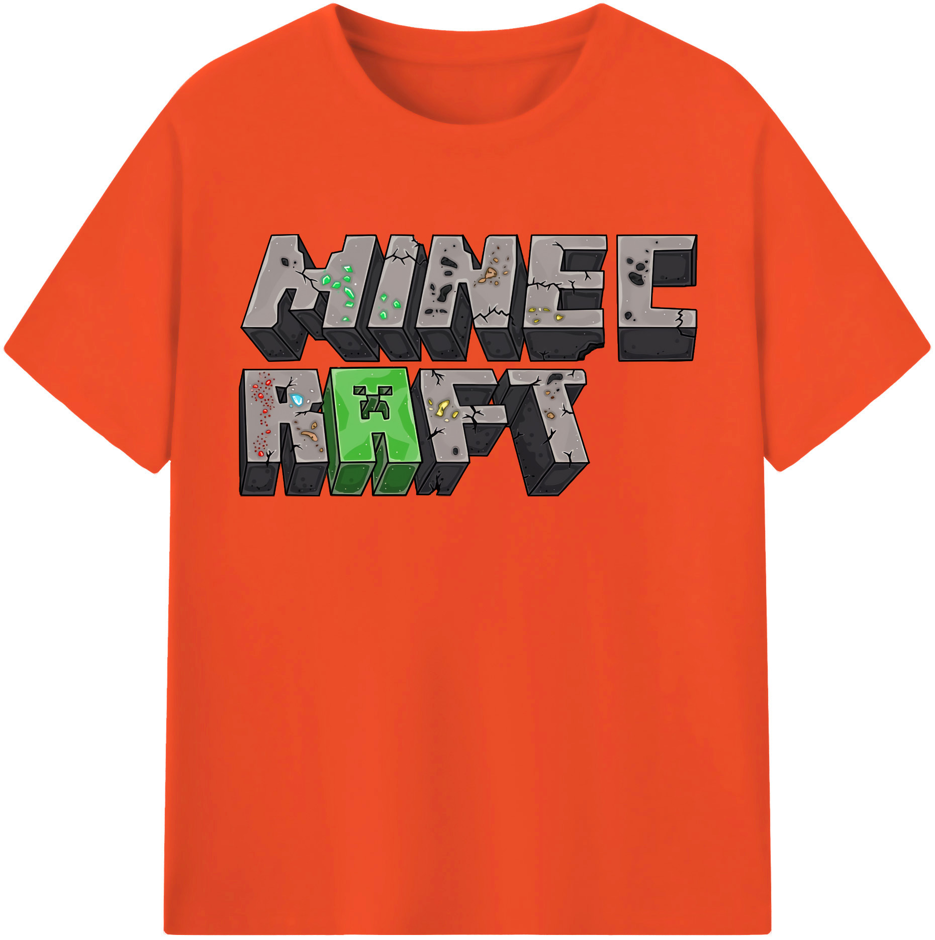 （画像用） マインクラフト ブロックの世界 Minecraft MC Block world 綿100％半袖Tシャツ（フロントプリント）