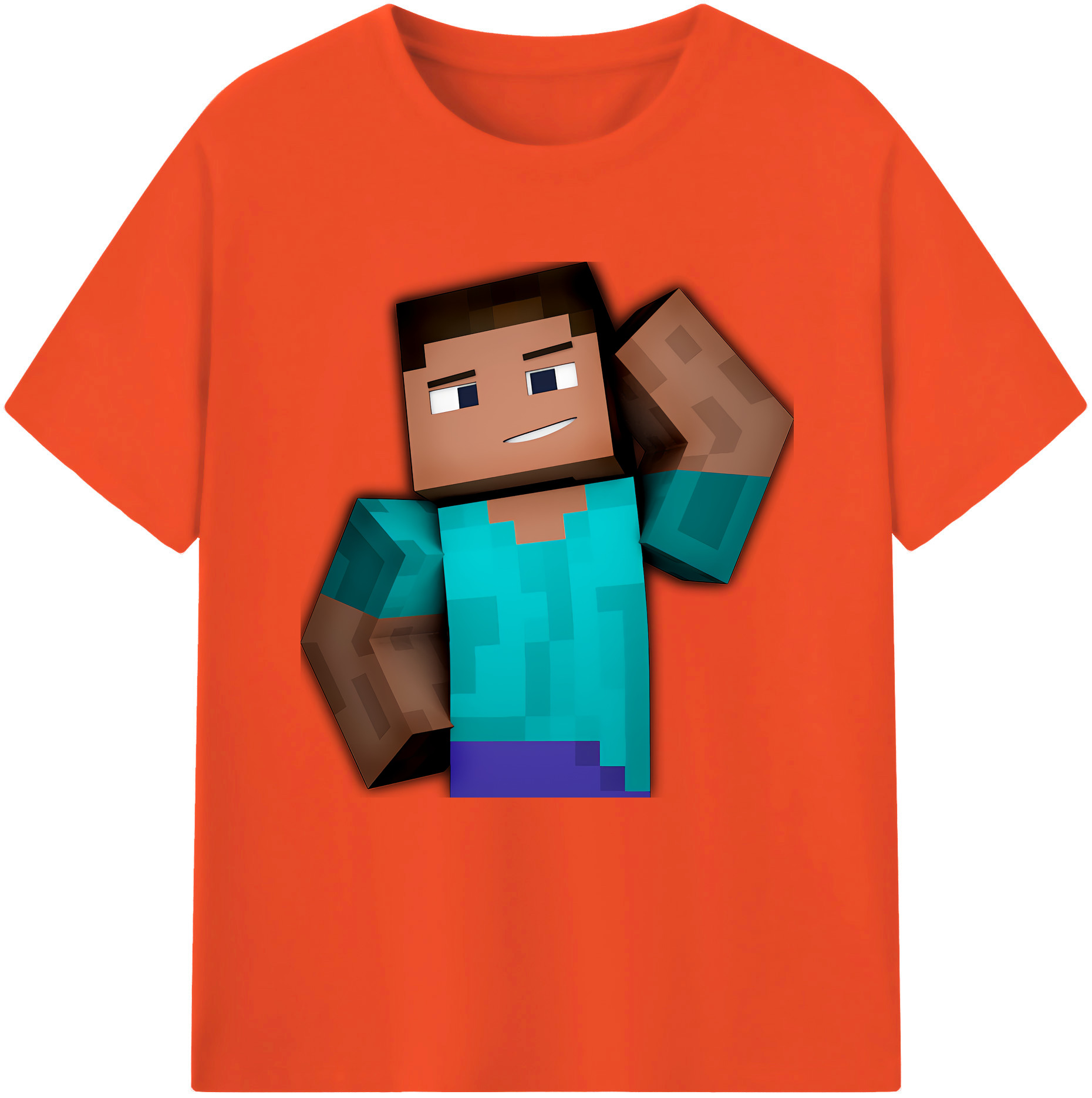 （画像用） マインクラフト ブロックの世界 Minecraft MC Block world 綿100％半袖Tシャツ（フロントプリント）