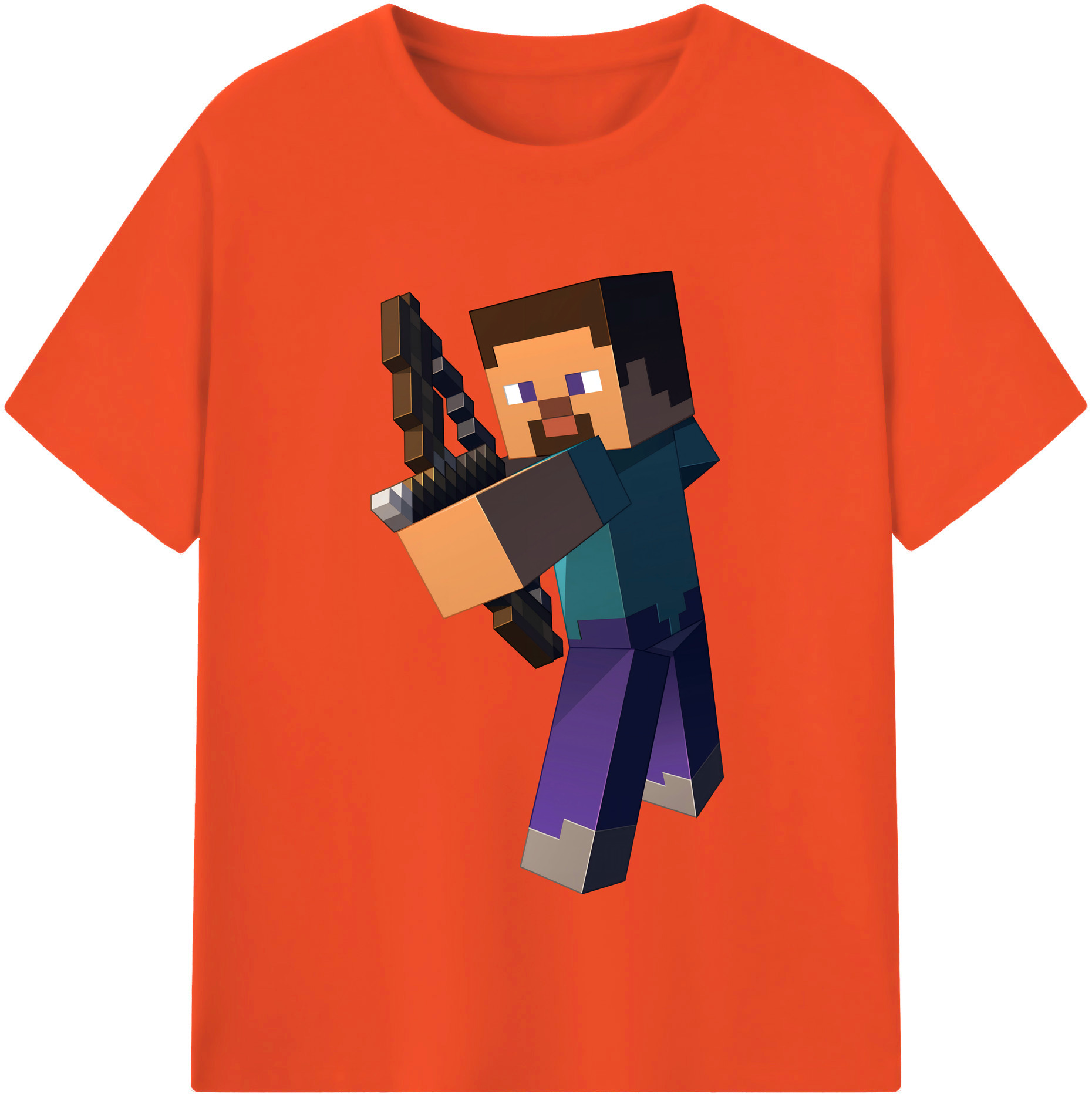 （画像用） マインクラフト ブロックの世界 Minecraft MC Block world 綿100％半袖Tシャツ（フロントプリント）