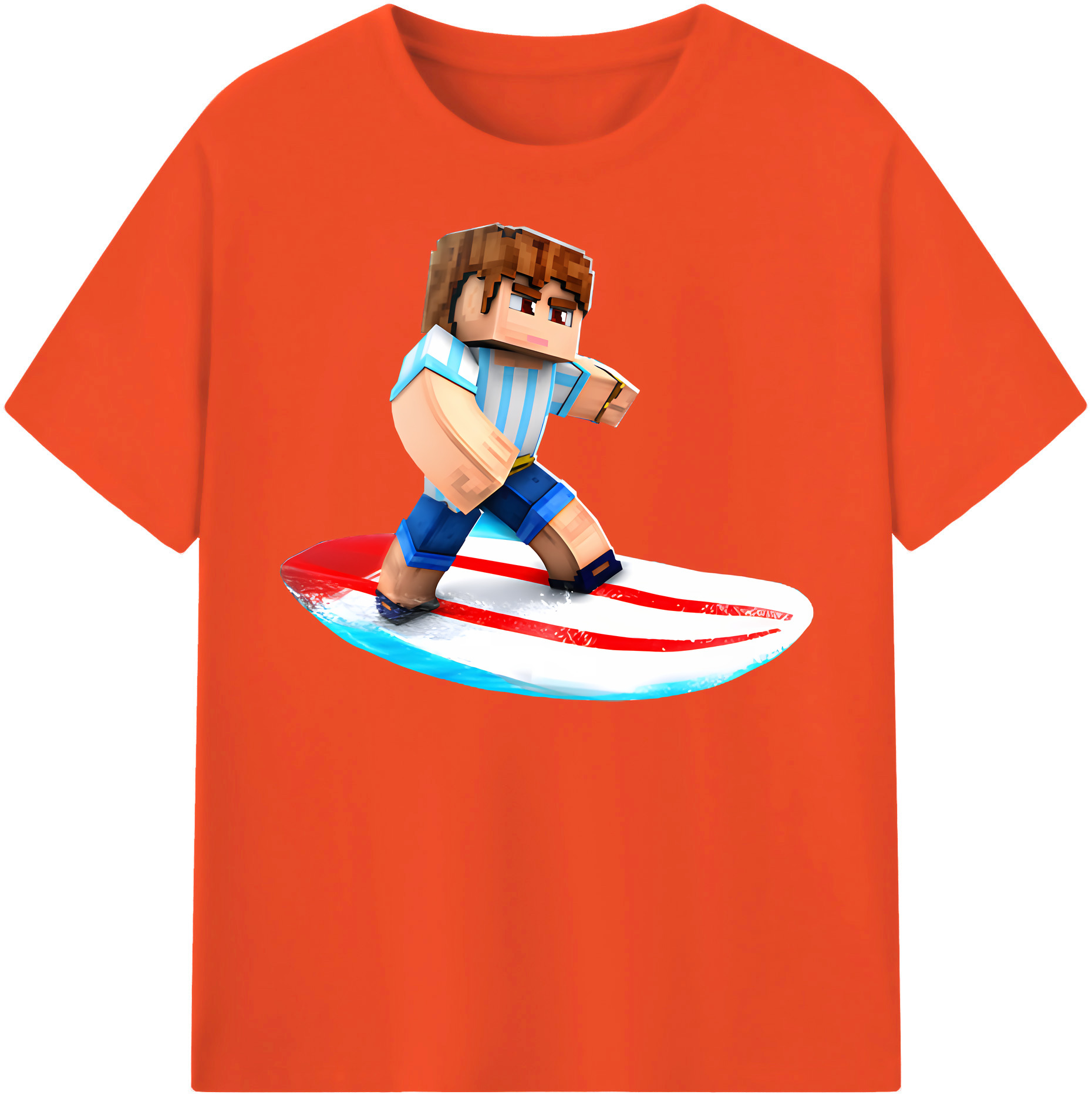 （画像用） マインクラフト ブロックの世界 Minecraft MC Block world 綿100％半袖Tシャツ（フロントプリント）