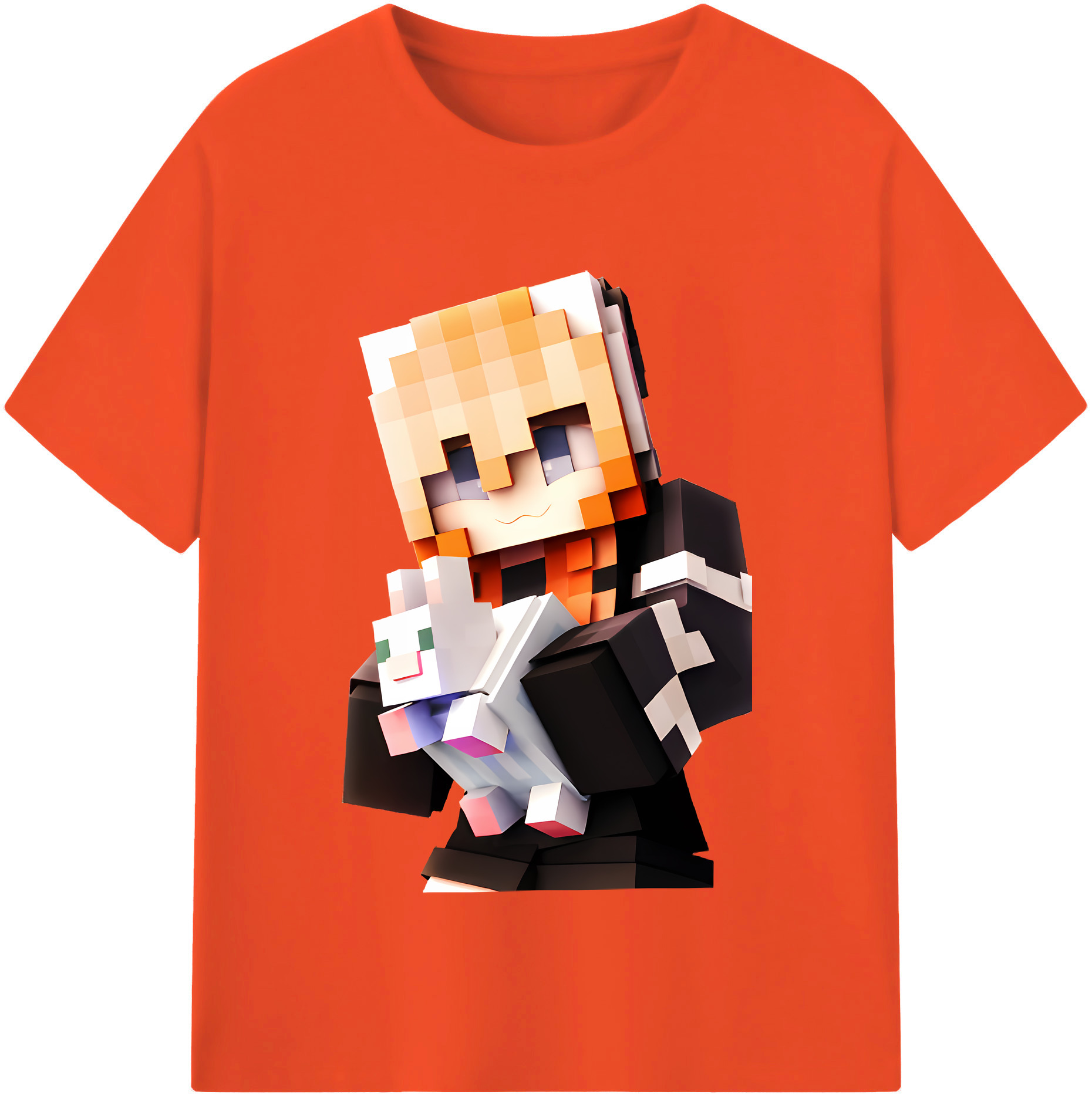 （画像用） マインクラフト ブロックの世界 Minecraft MC Block world 綿100％半袖Tシャツ（フロントプリント）