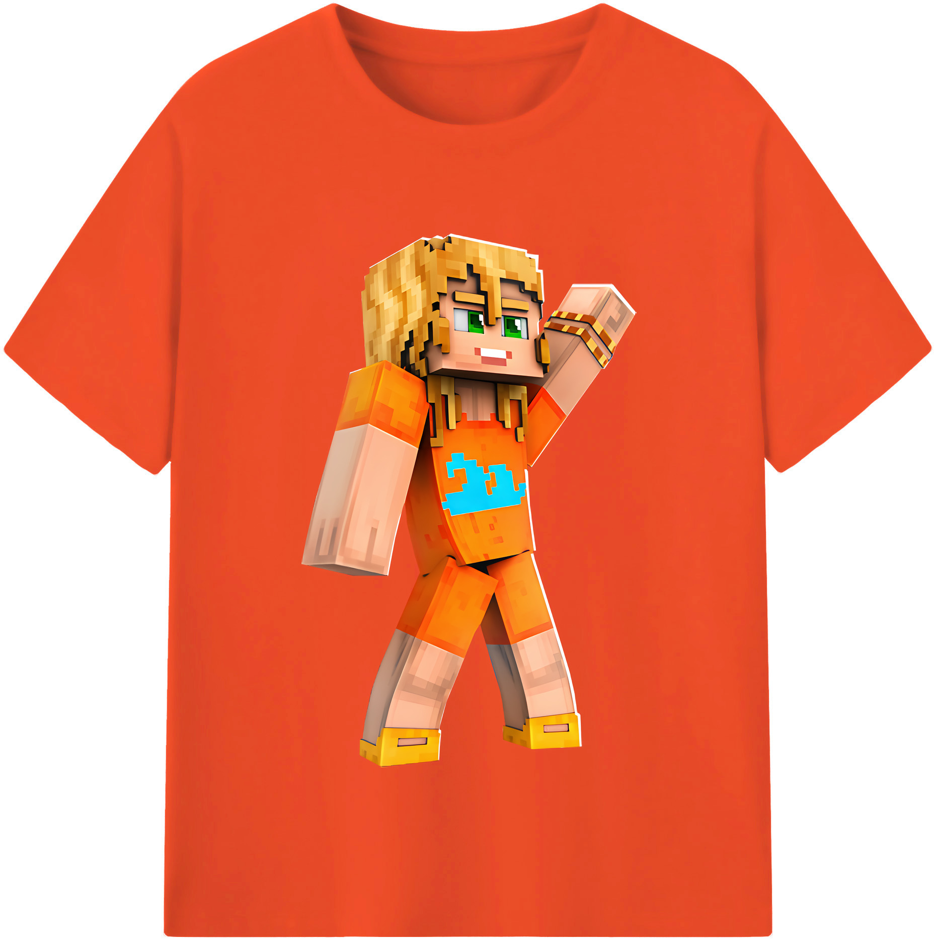 （画像用） マインクラフト ブロックの世界 Minecraft MC Block world 綿100％半袖Tシャツ（フロントプリント）