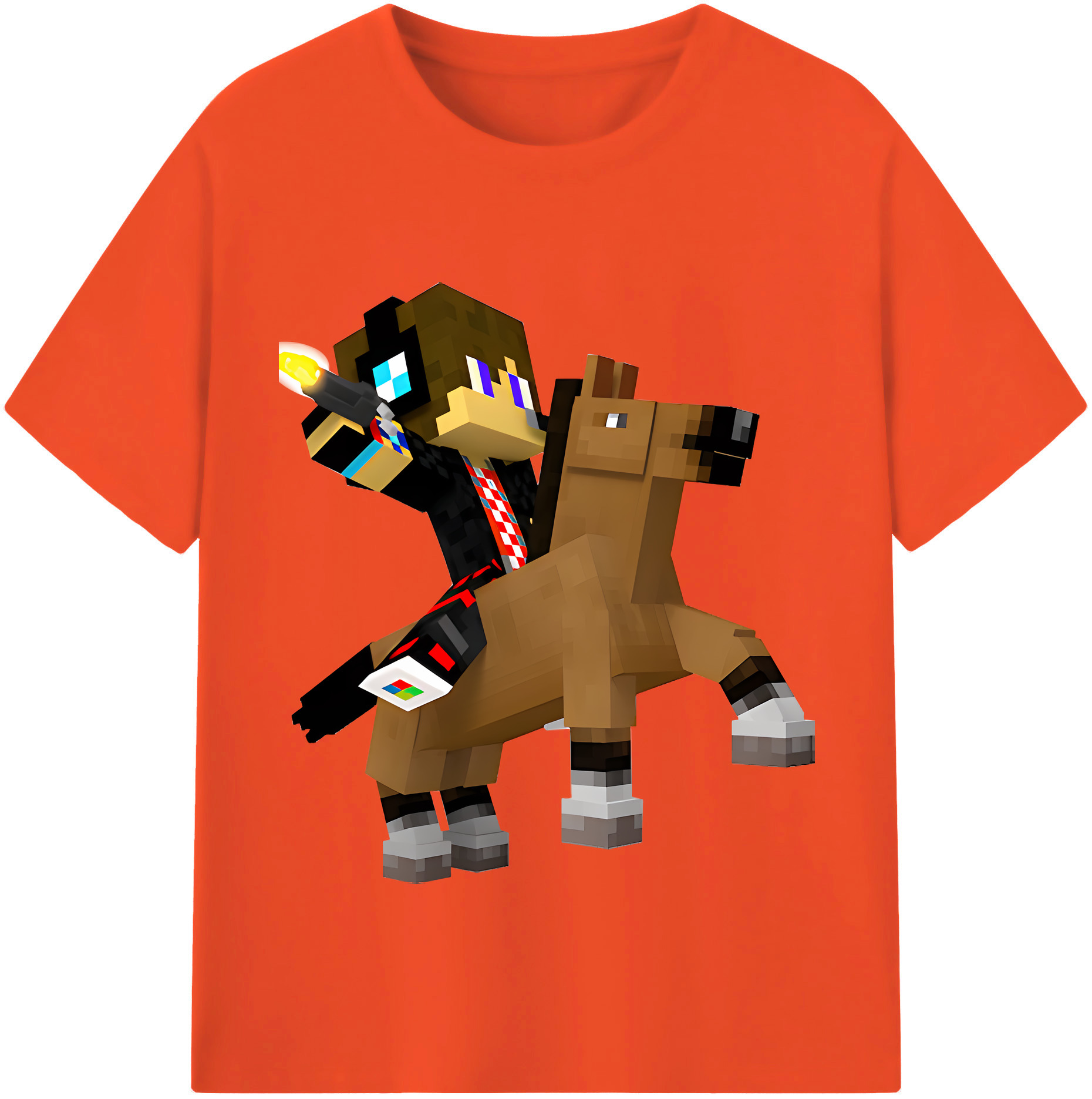 （画像用） マインクラフト ブロックの世界 Minecraft MC Block world 綿100％半袖Tシャツ（フロントプリント）