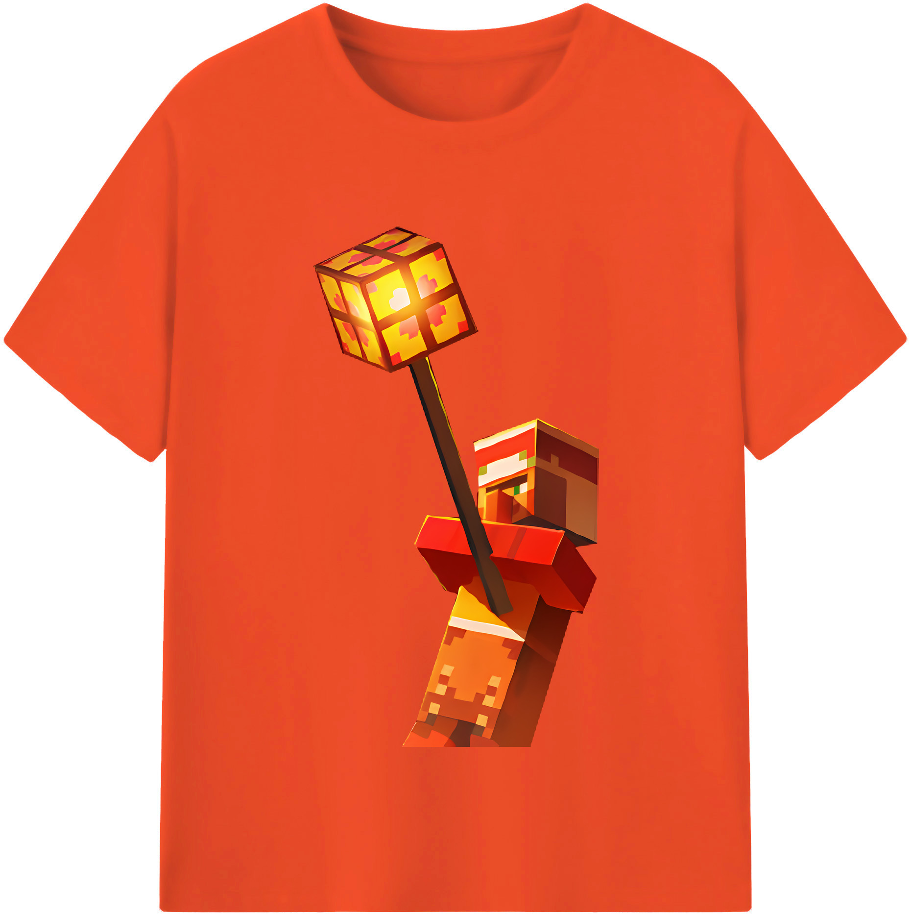 （画像用） マインクラフト ブロックの世界 Minecraft MC Block world 綿100％半袖Tシャツ（フロントプリント）