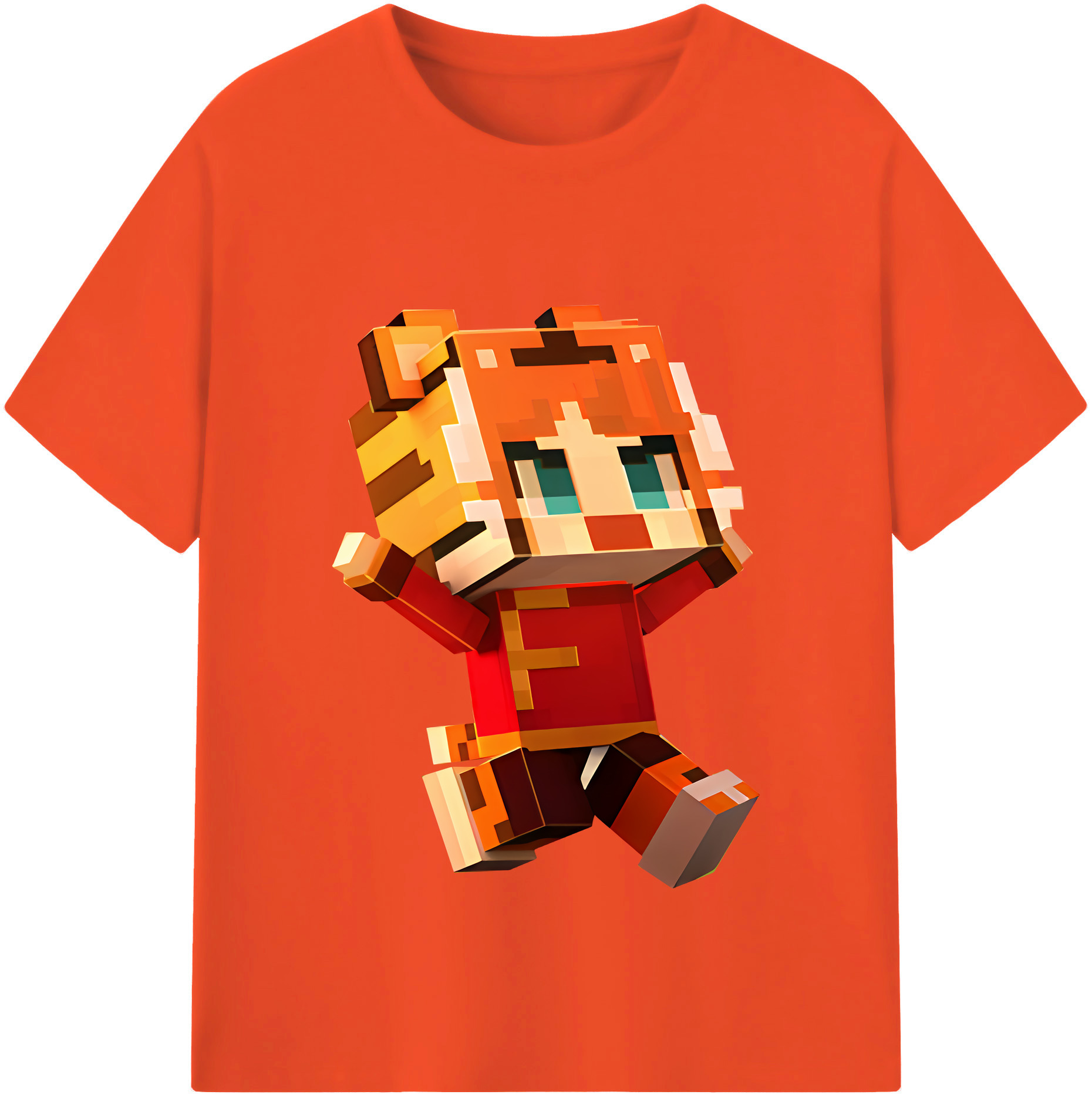 （画像用） マインクラフト ブロックの世界 Minecraft MC Block world 綿100％半袖Tシャツ（フロントプリント）