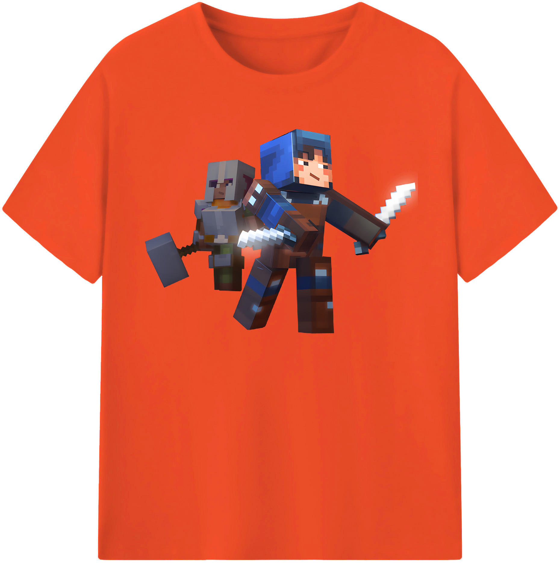 （画像用） マインクラフト ブロックの世界 Minecraft MC Block world 綿100％半袖Tシャツ（フロントプリント）