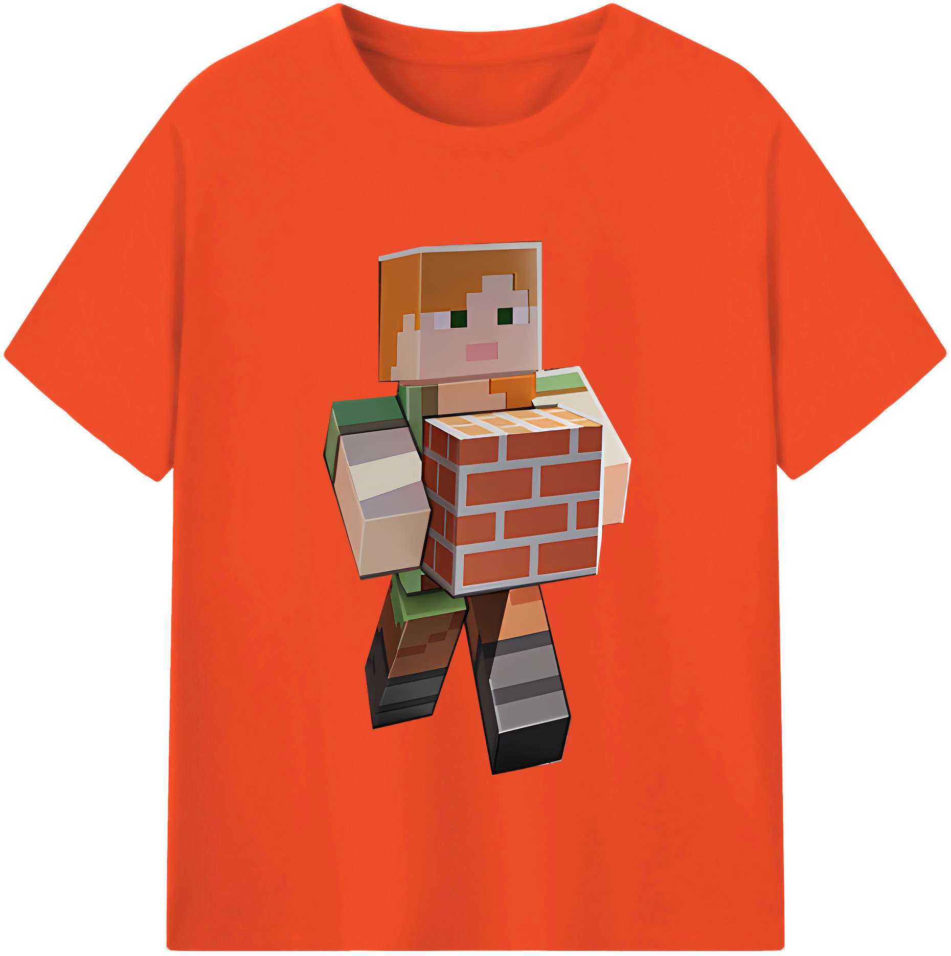 （画像用） マインクラフト ブロックの世界 Minecraft MC Block world 綿100％半袖Tシャツ（フロントプリント）