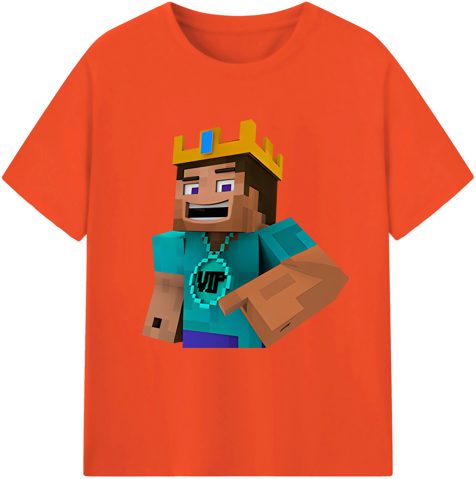 （画像用） マインクラフト ブロックの世界 Minecraft MC Block world 綿100％半袖Tシャツ（フロントプリント）
