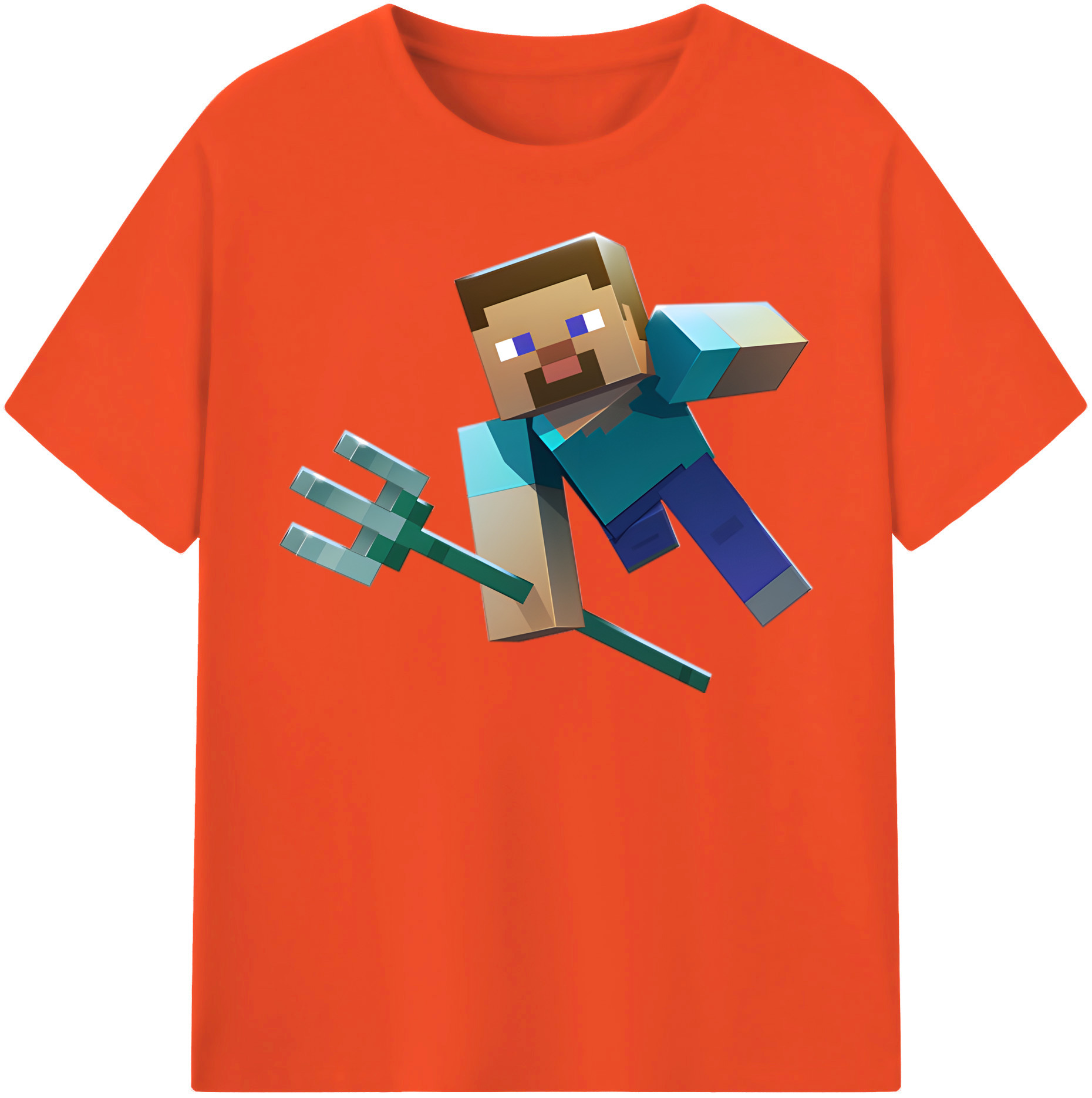 （画像用） マインクラフト ブロックの世界 Minecraft MC Block world 綿100％半袖Tシャツ（フロントプリント）