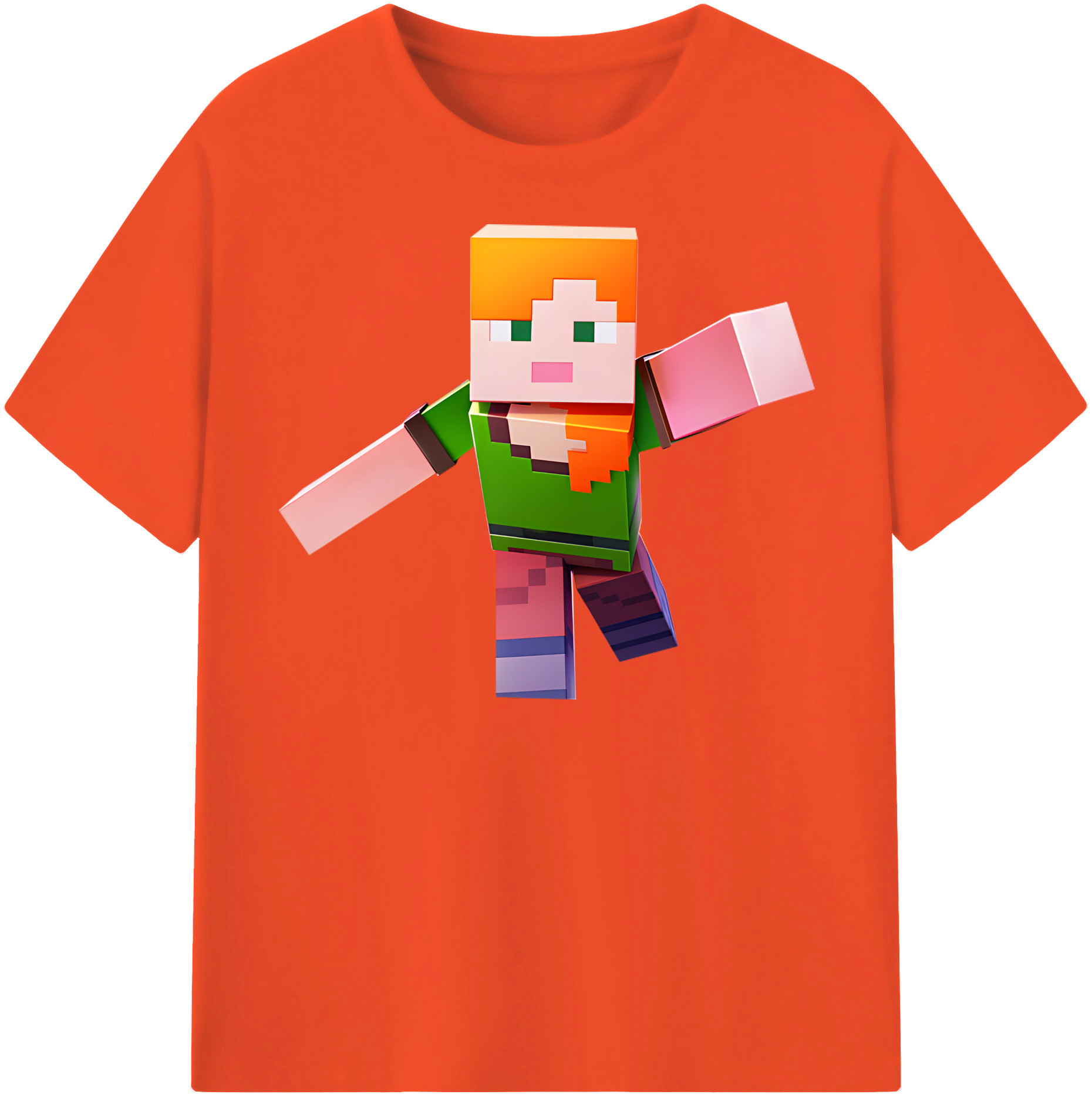 （画像用） マインクラフト ブロックの世界 Minecraft MC Block world 綿100％半袖Tシャツ（フロントプリント）