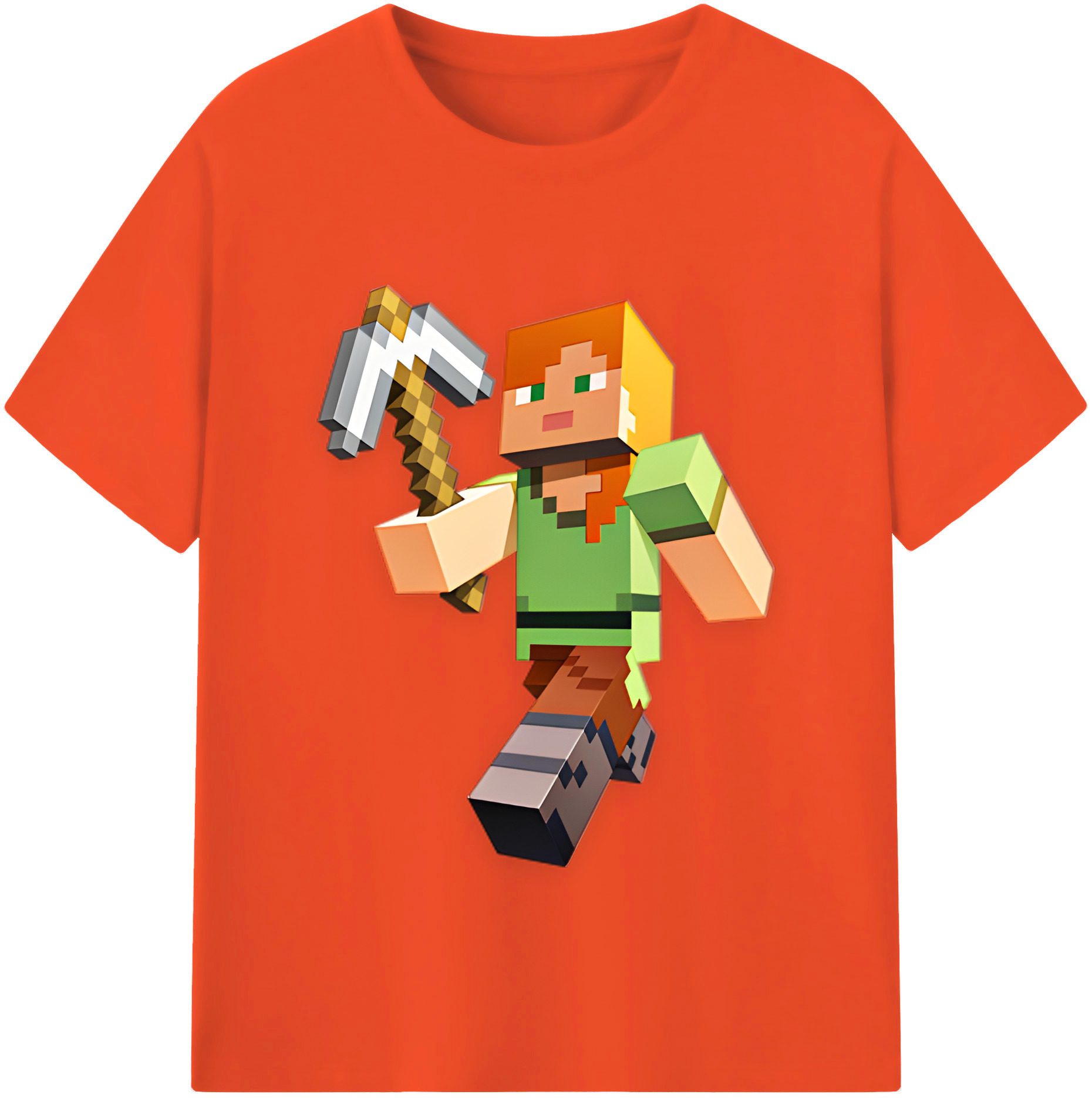 （画像用） マインクラフト ブロックの世界 Minecraft MC Block world 綿100％半袖Tシャツ（フロントプリント）