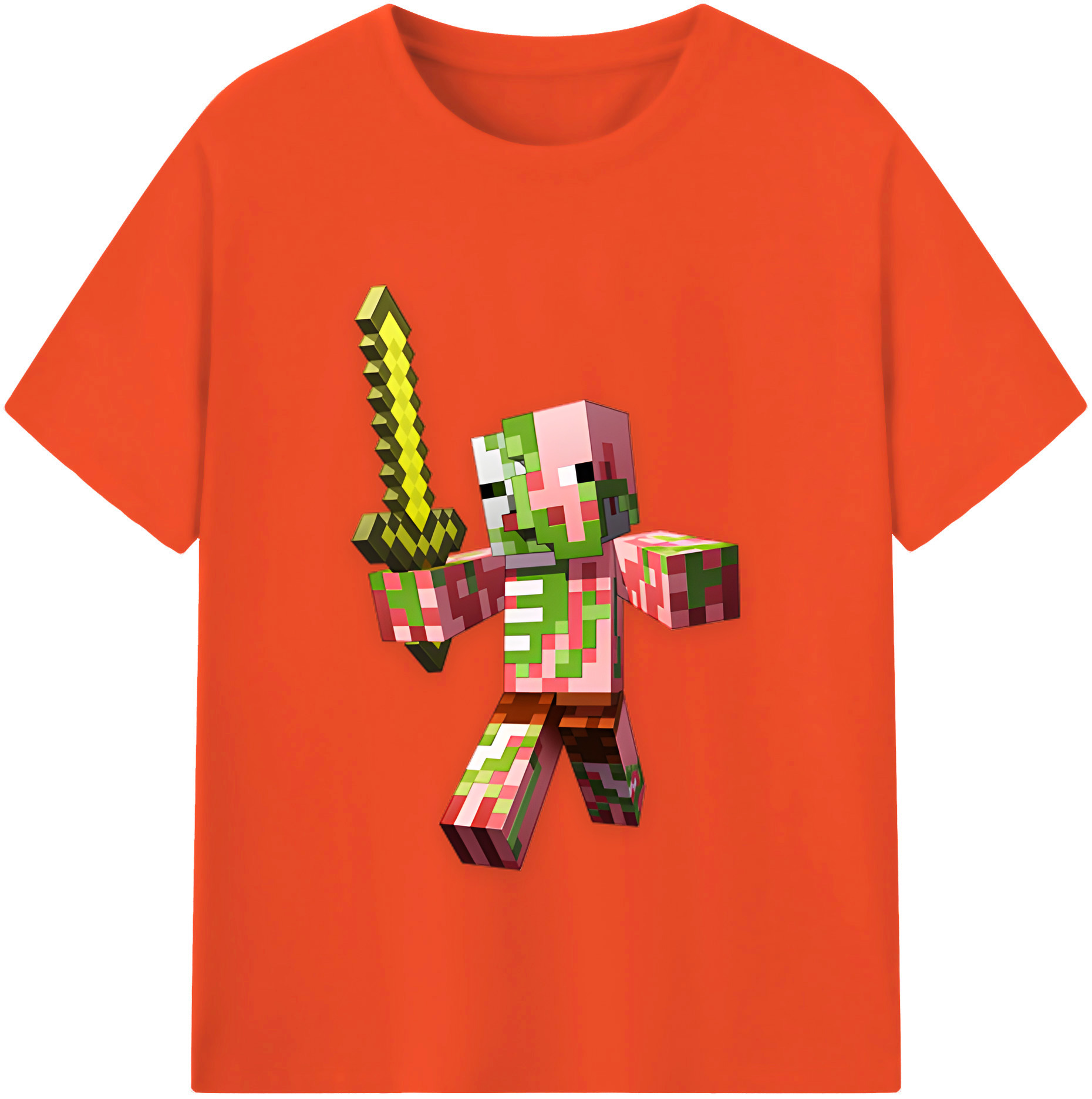 （画像用） マインクラフト ブロックの世界 Minecraft MC Block world 綿100％半袖Tシャツ（フロントプリント）
