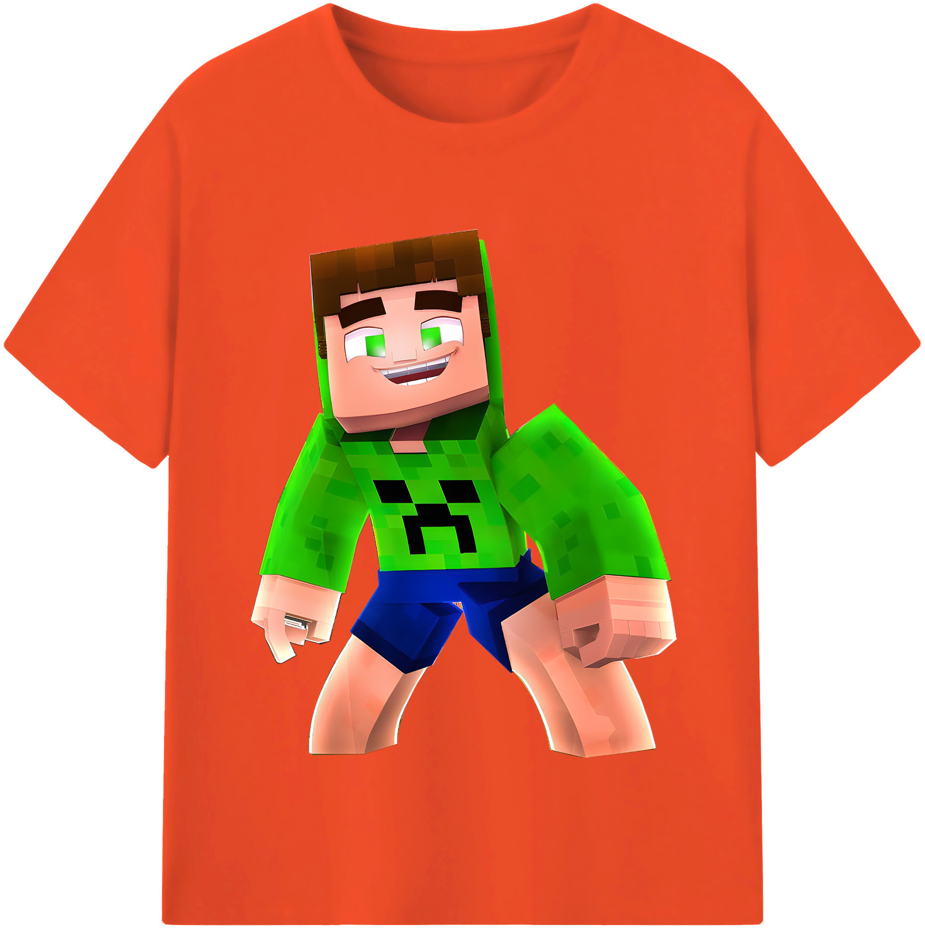 （画像用） マインクラフト ブロックの世界 Minecraft MC Block world 綿100％半袖Tシャツ（フロントプリント）